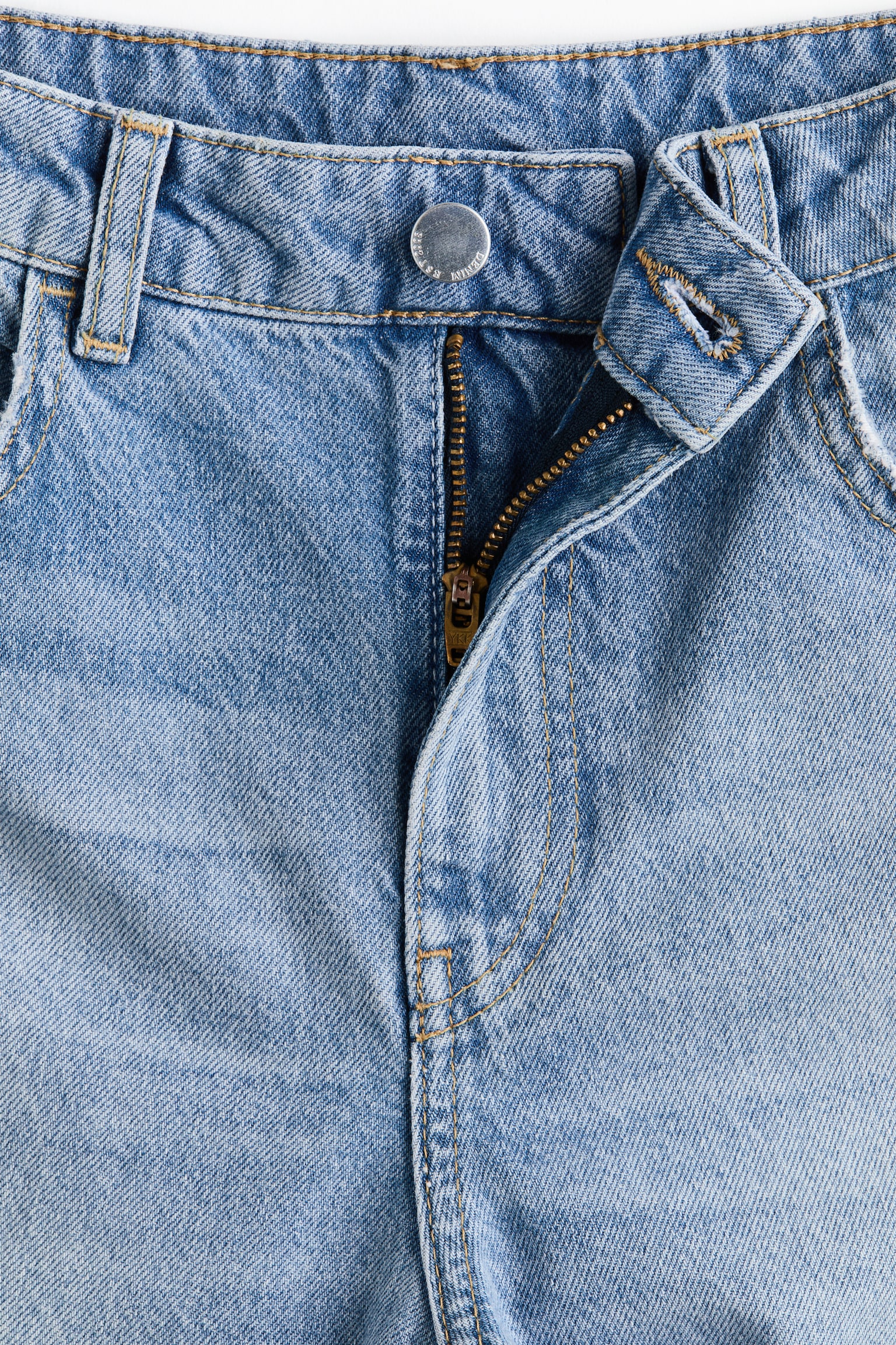 Straight High Waist Jeans avec foulard - Bleu denim clair/blanc/Bleu denim/orange - 7