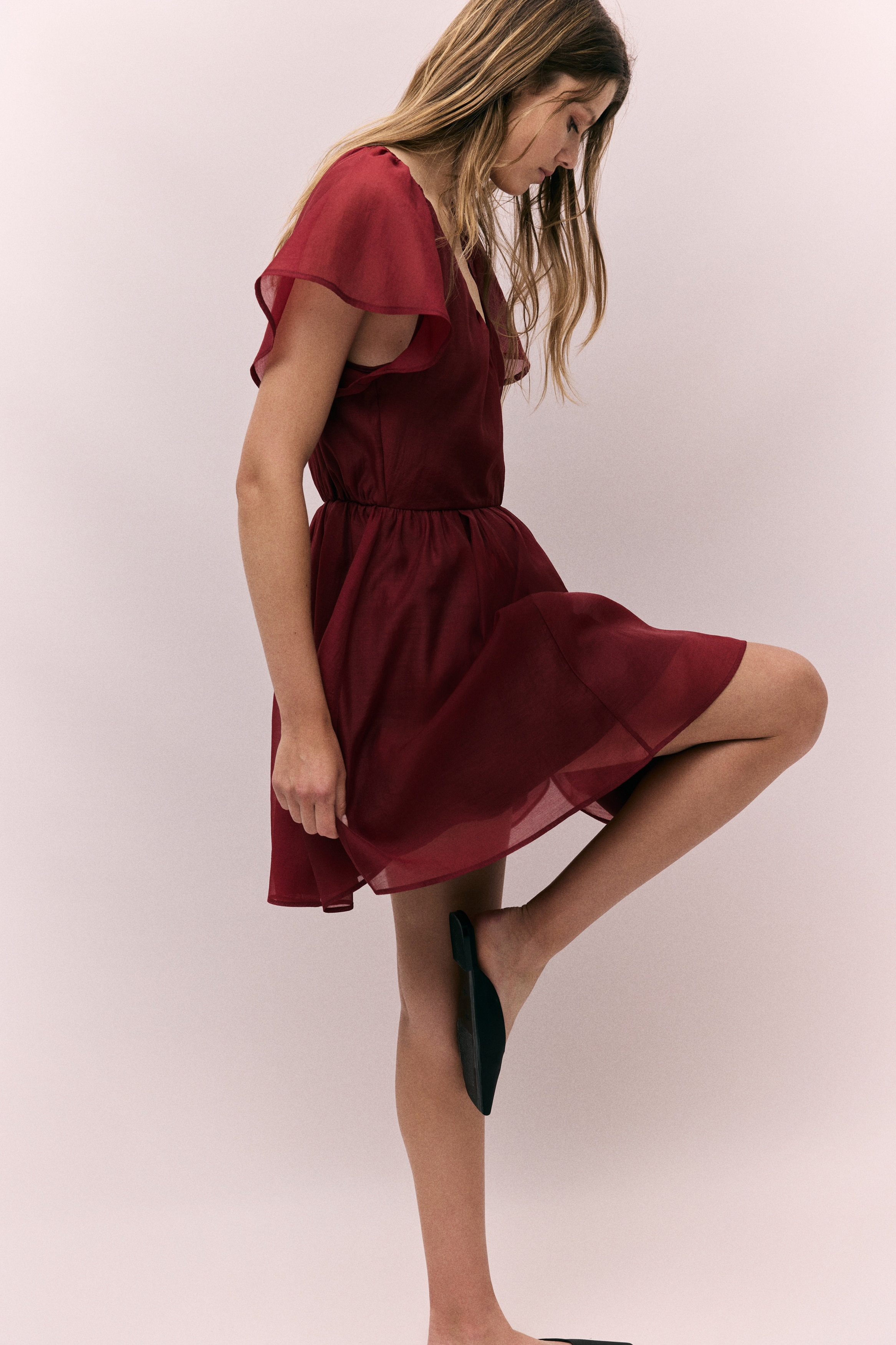 Butterfly-sleeved dress
