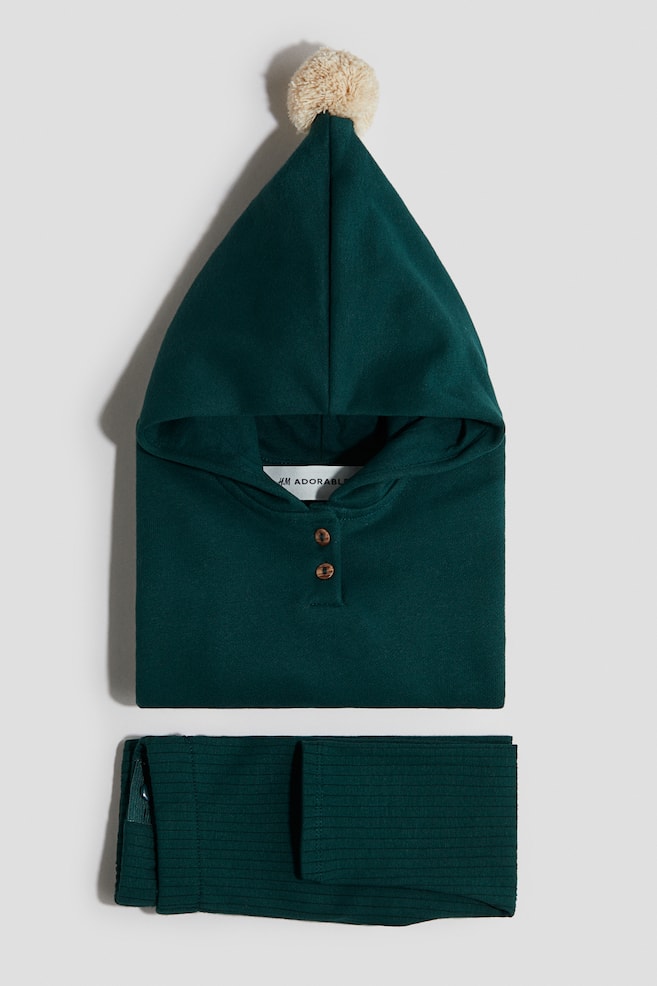 2-piece Cotton Set - Dark green/Red - 1