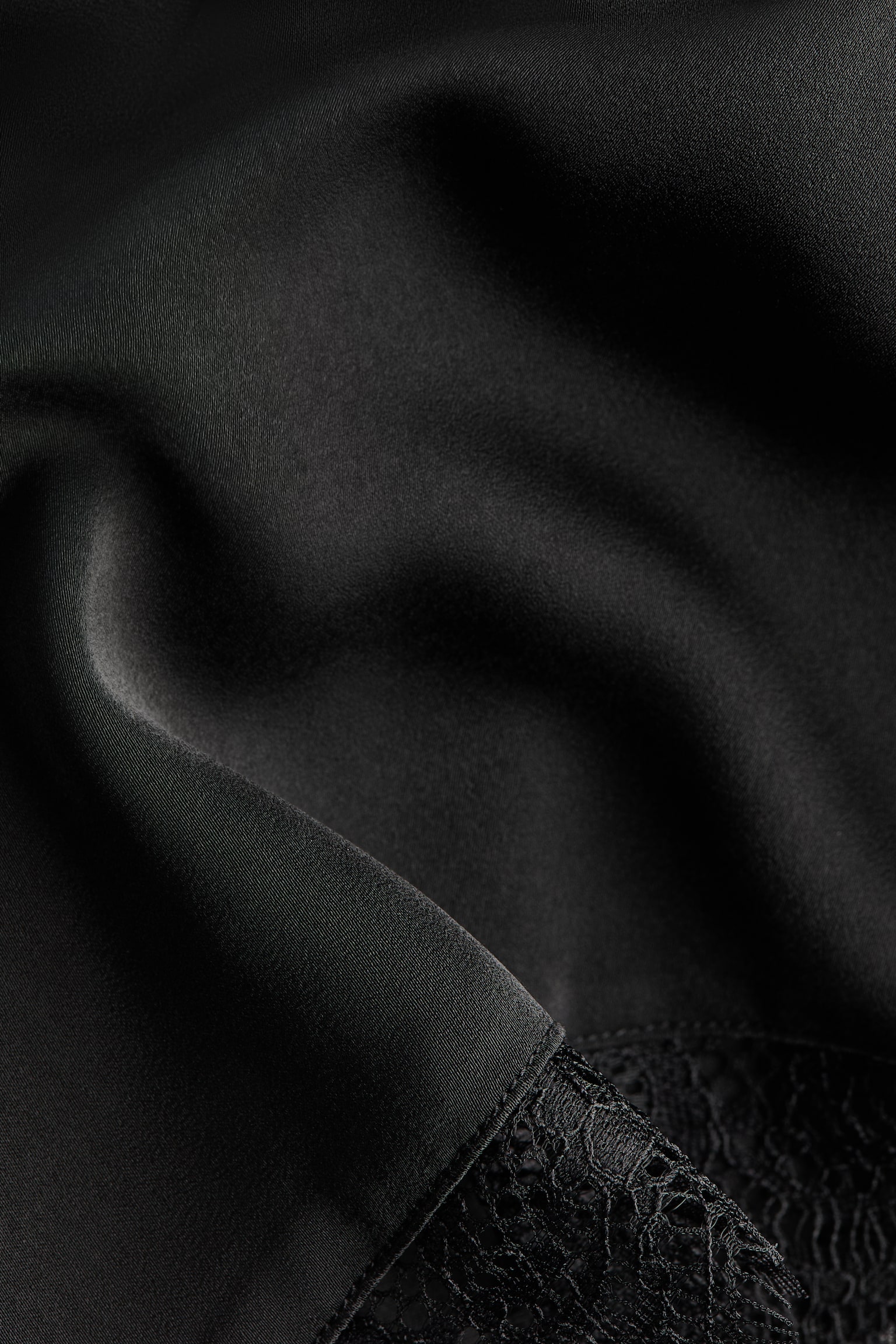 레이스 디테일 어시메트릭 스커트 - 블랙 - 5