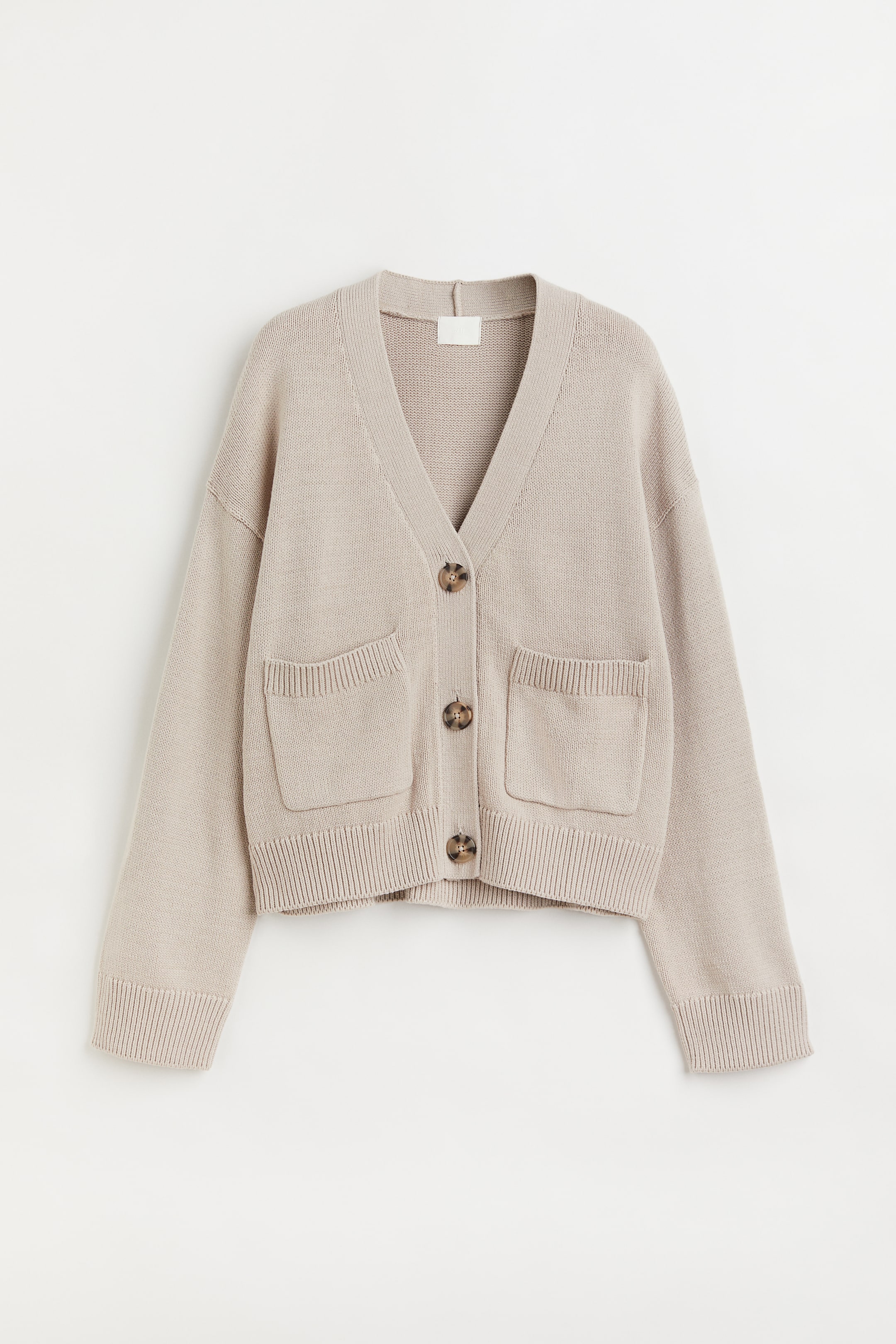 Oversized Cardigan - V-neck - Long sleeve - Light beige - Ladies | H&M US