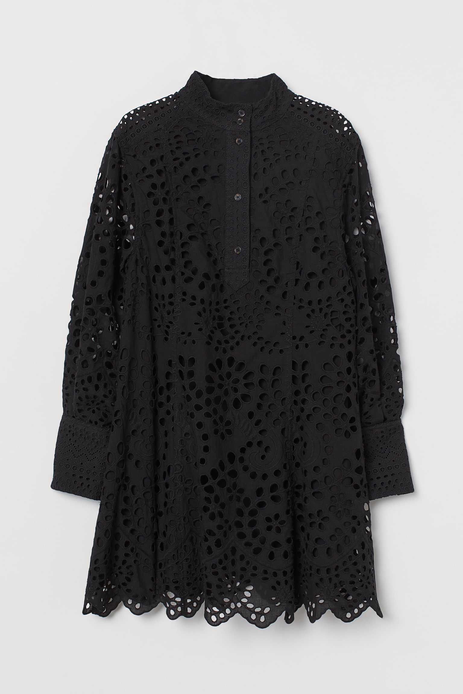 Robe avec broderie anglaise - Noir