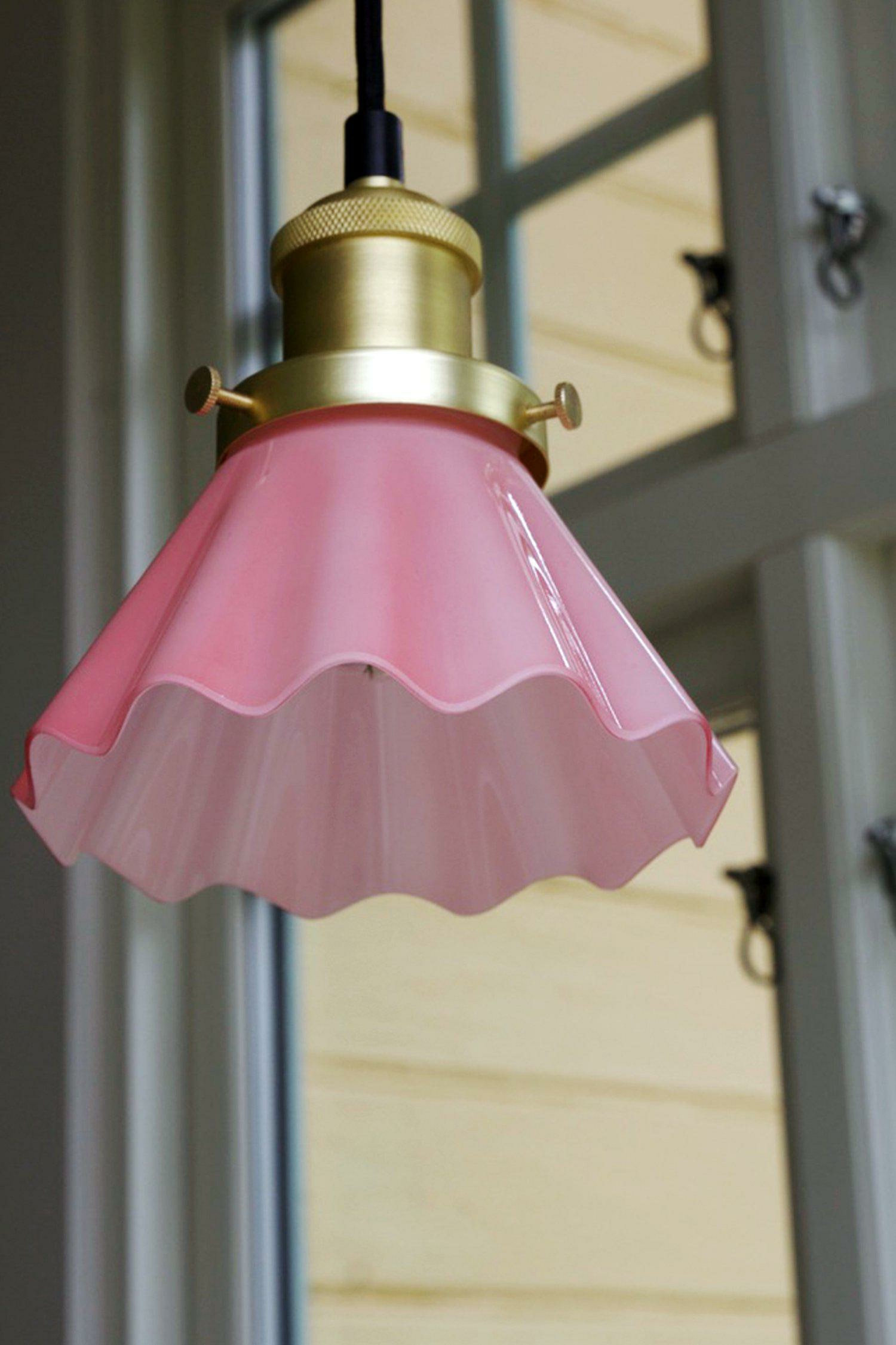 Candeeiro Pequeno Suspenso August 15cm - Rosa/Opala