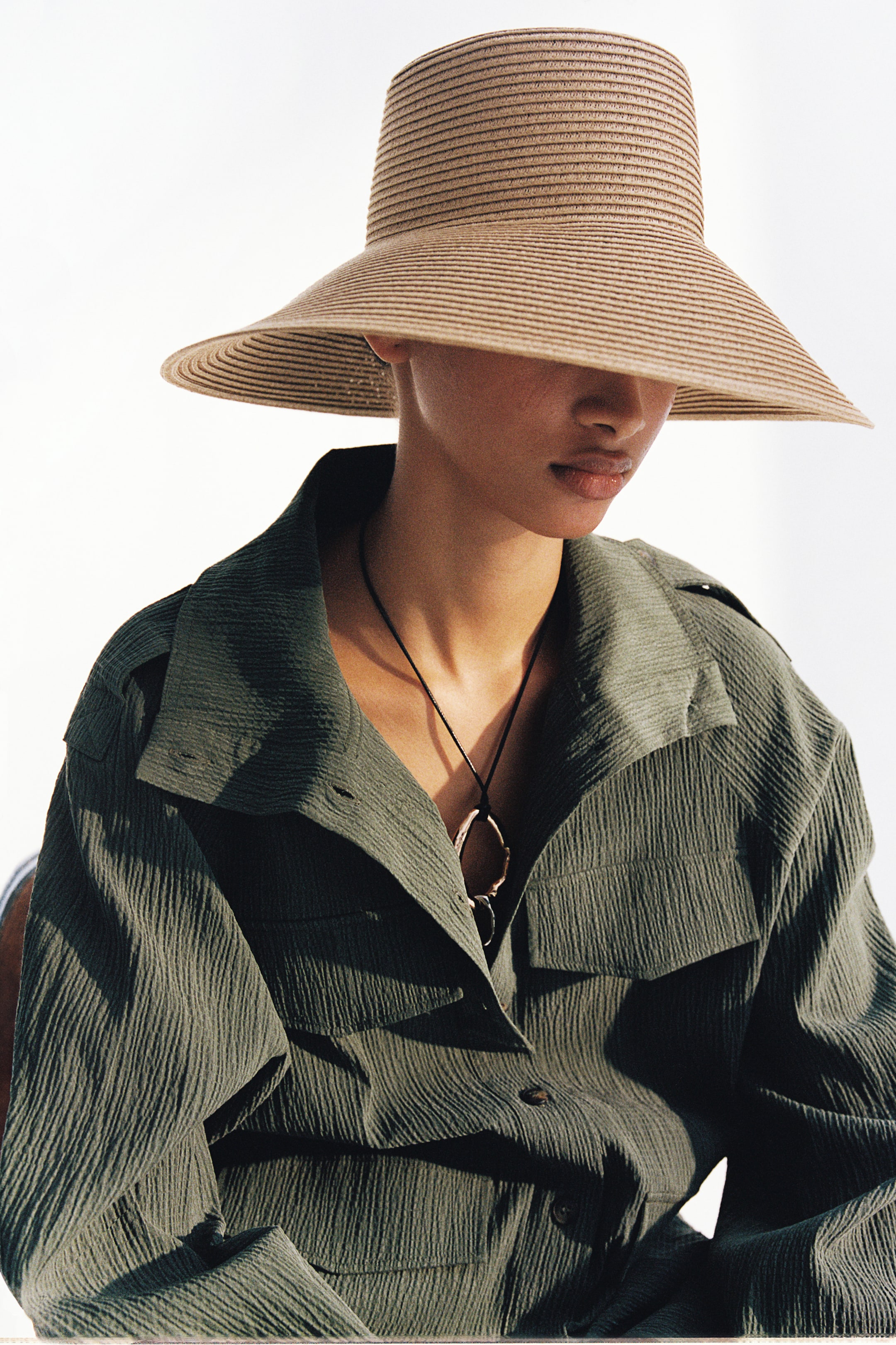 Sloped Brim Straw Hat