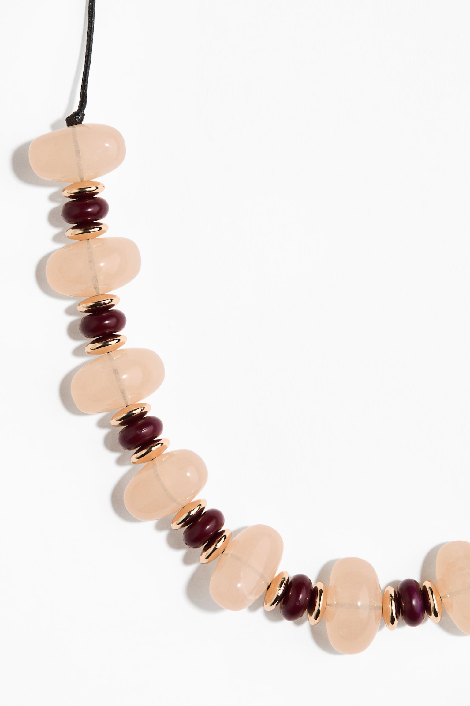 Collier cordon avec perles fantaisie - Rose poudré/bordeaux - 4