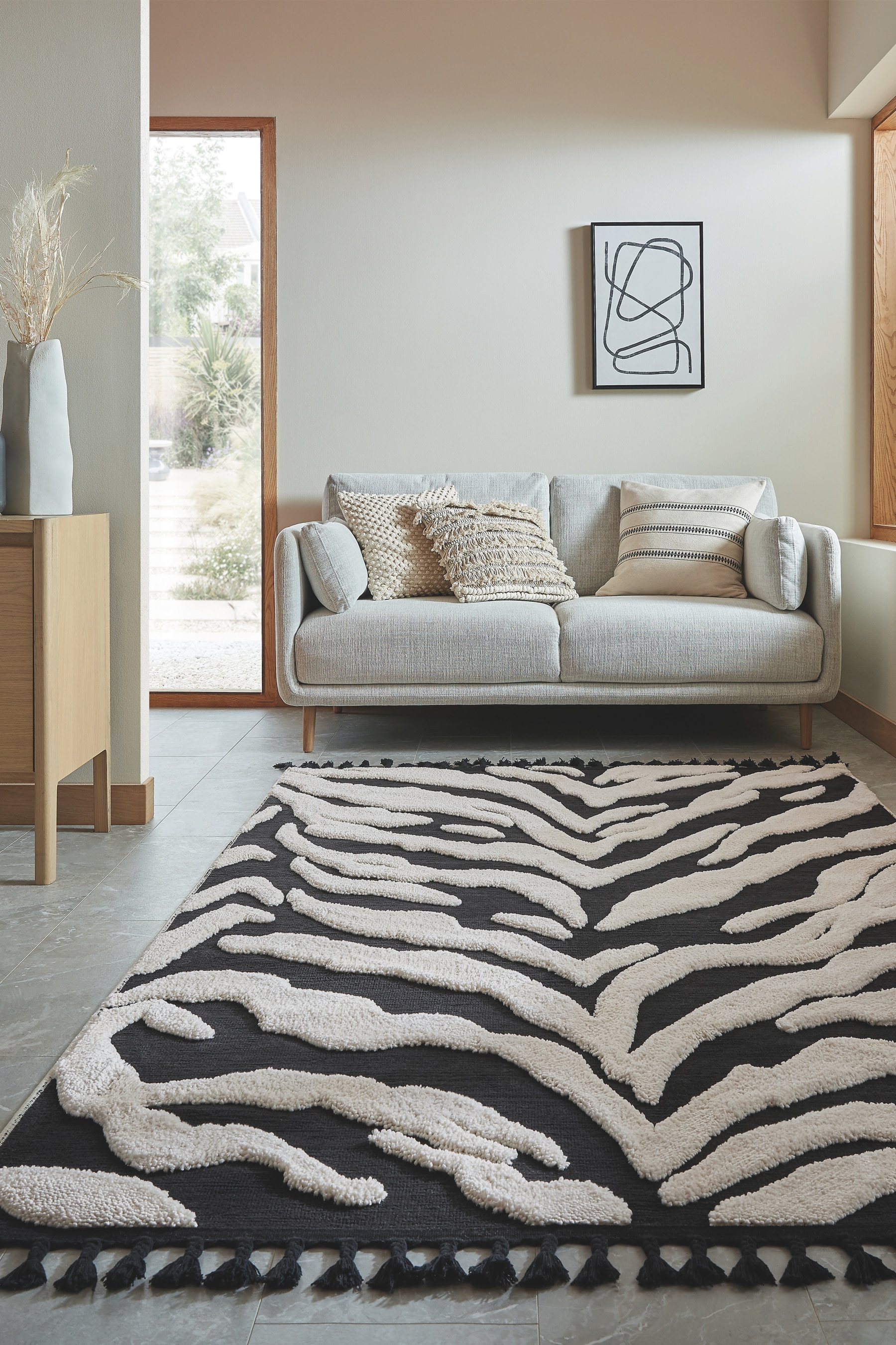 Tappeto Esra Zebra Con Stampa Animalier - Monocromo