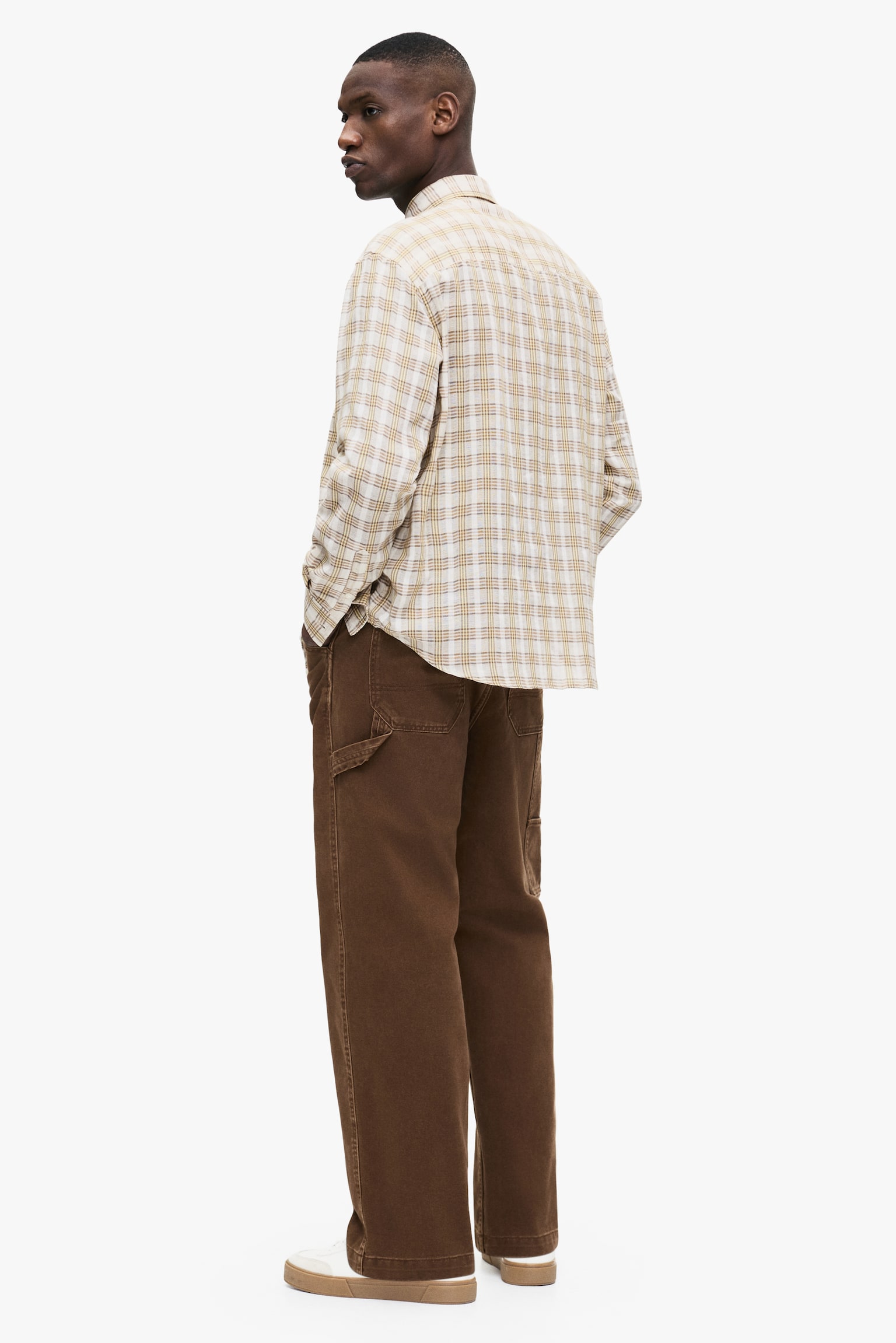 Relaxed Fit Cotton shirt - Beige claro/Cuadros/Beige claro/Cuadros - 6