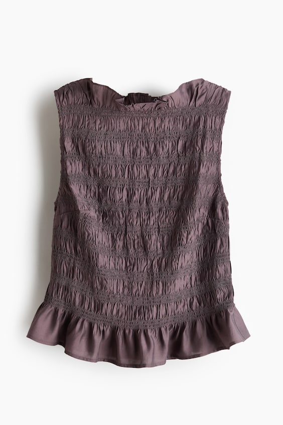 Женский топ H&M Smocked Top, цвет: Пыльный фиолетовый