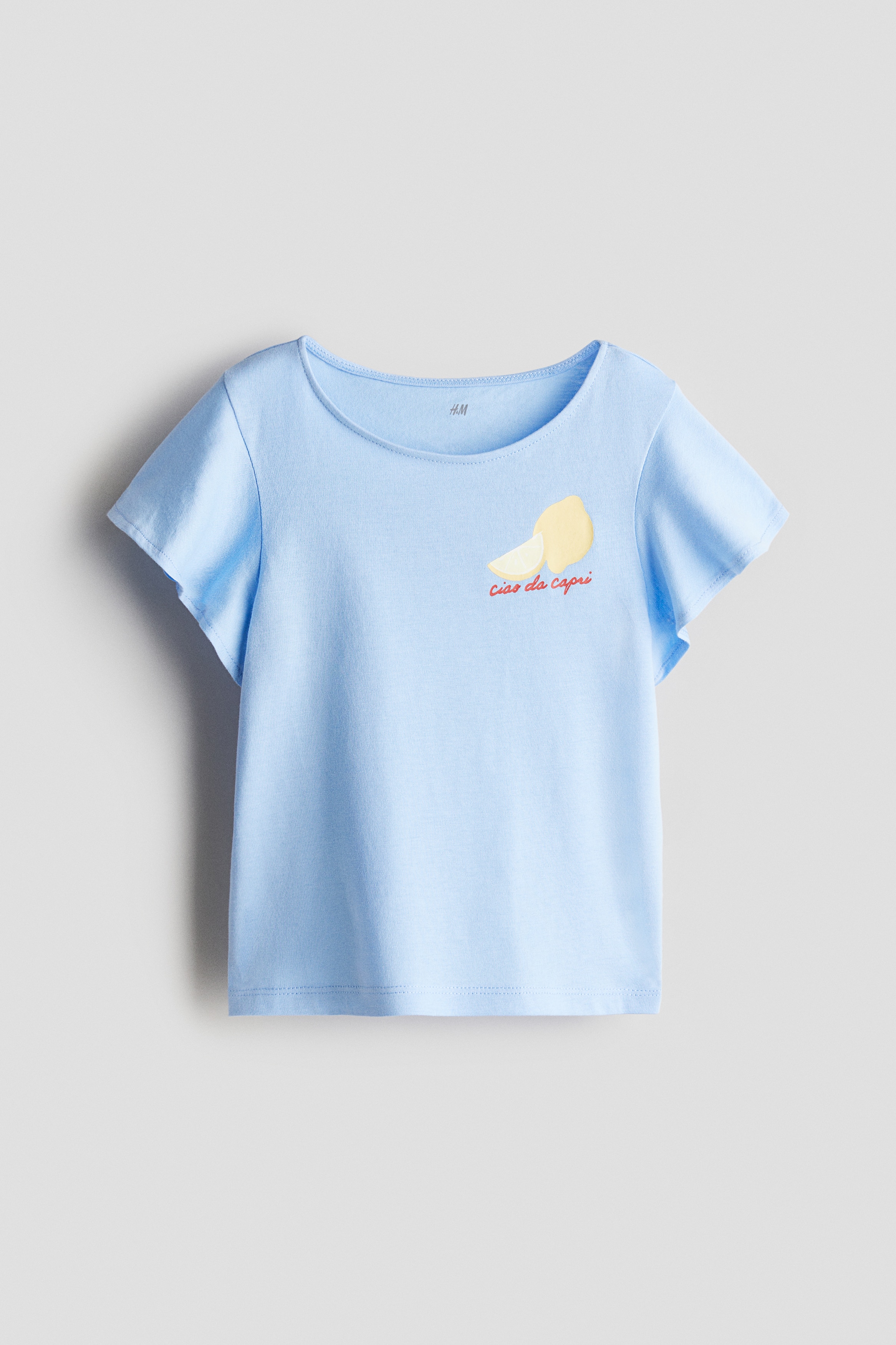 Top con mangas mariposa en algodón - Azul/Limón/Rosa claro/Fresas/Blanco/Floreado/Blanco/Want To Be My Friend?