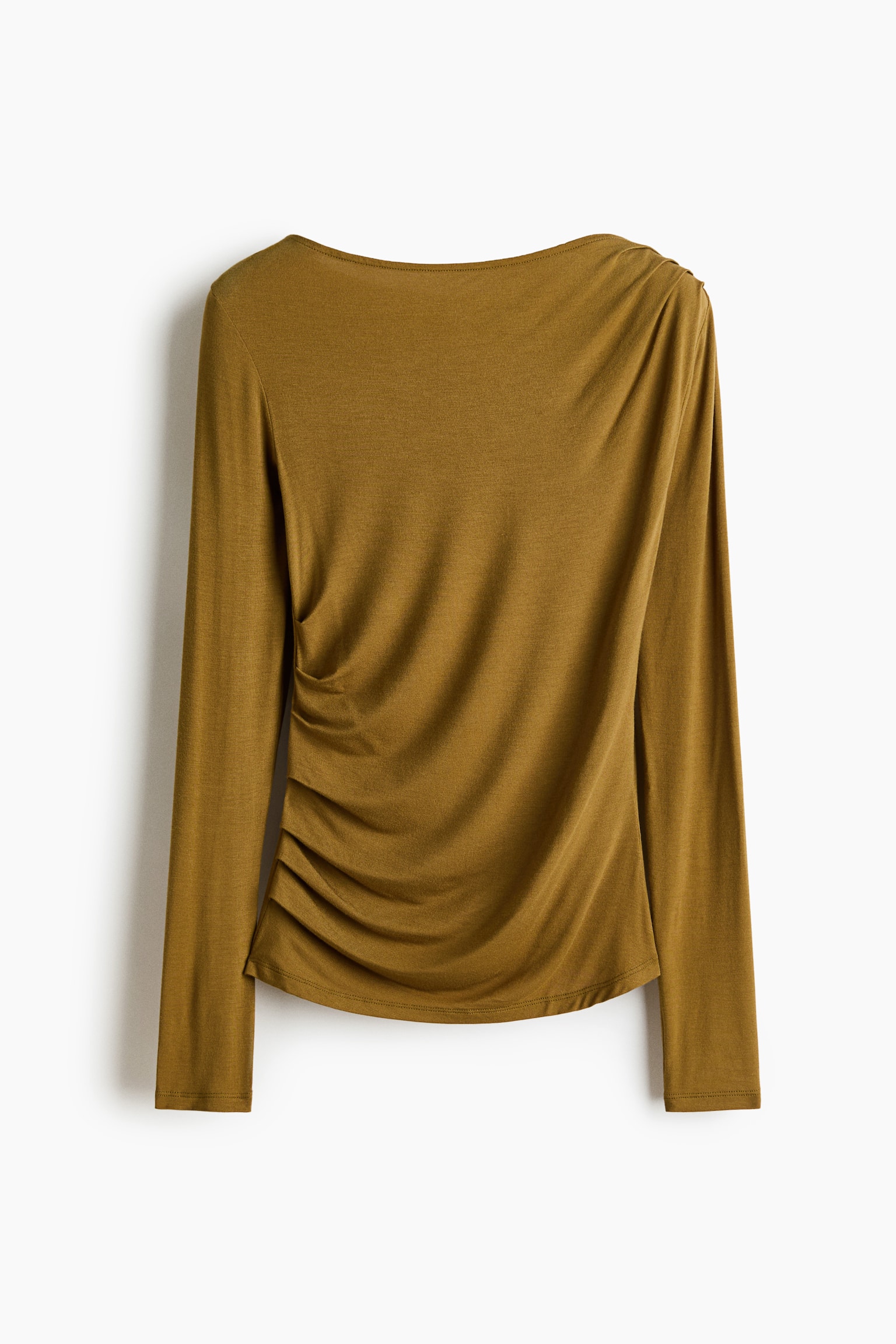 Draped viscose top - Golden olive/Black - 1
