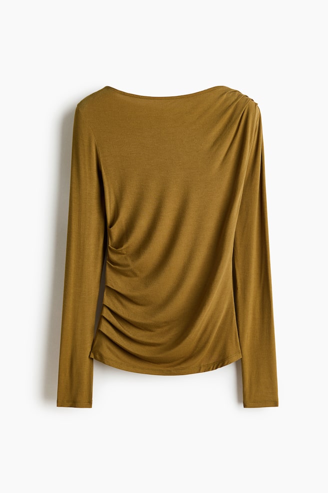 Draped viscose top - Golden olive - 1