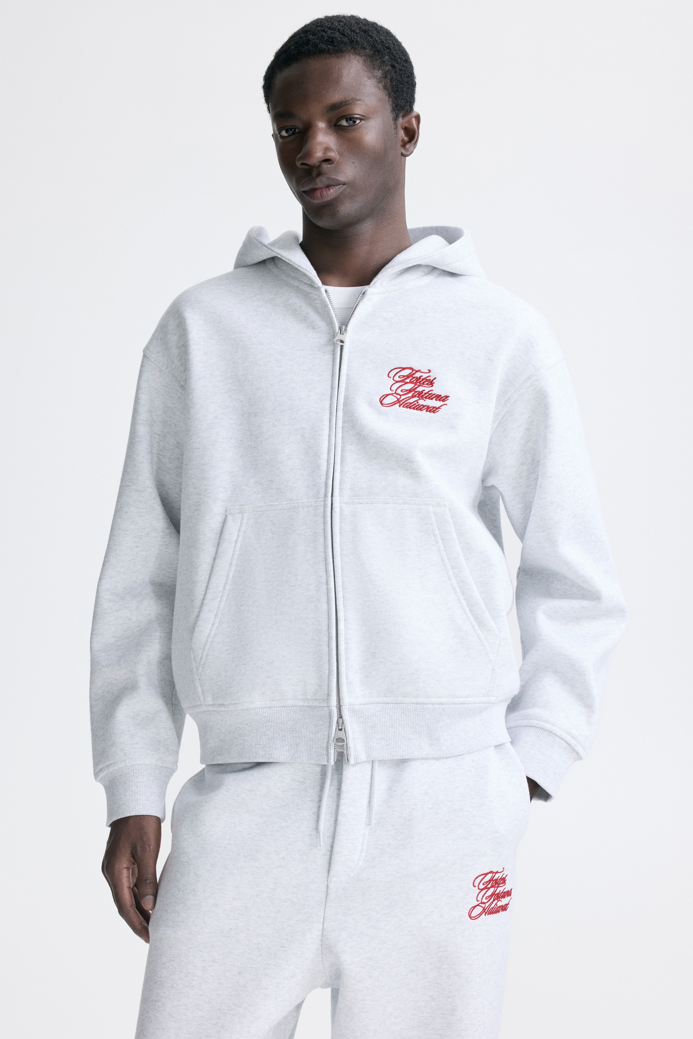 Men's Gray melange/Fortes Fortuna Loose-Fit Boxy Hooded Jacket