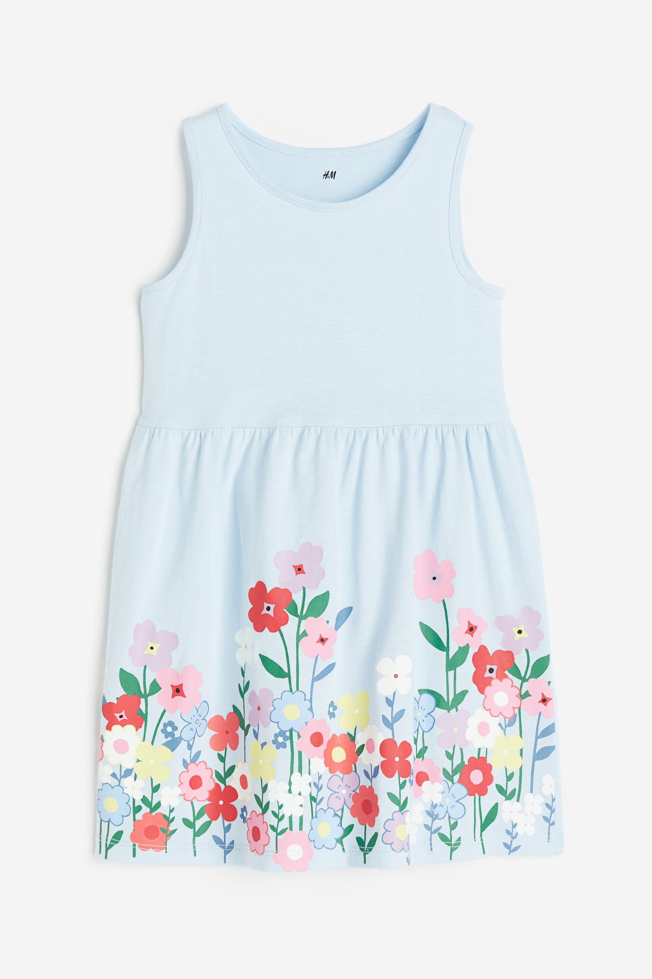View larger image: Patterned cotton dress - Light blue/Flowers - Kids | H&M 1