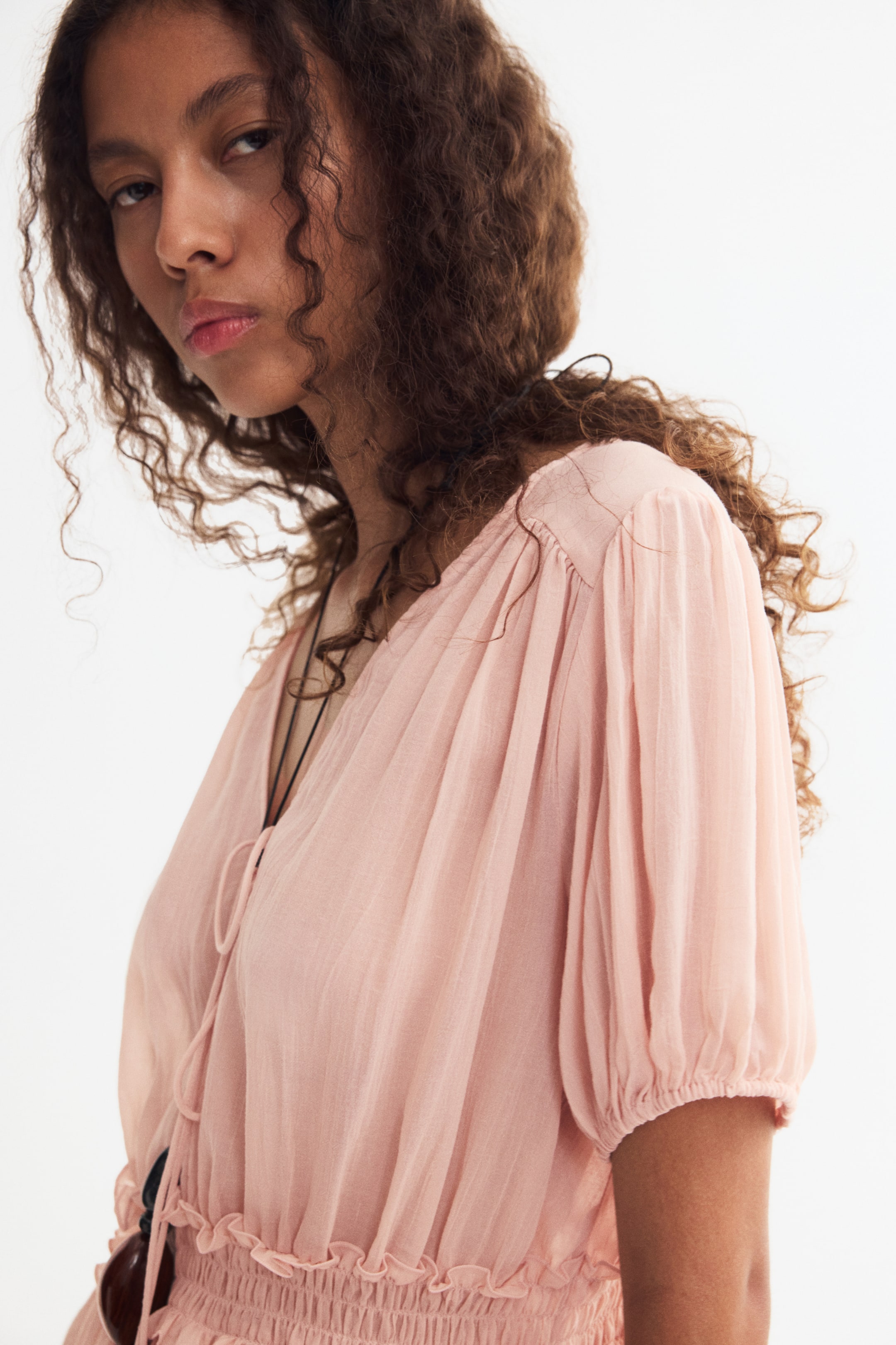 Puff-Sleeved Peplum Blouse