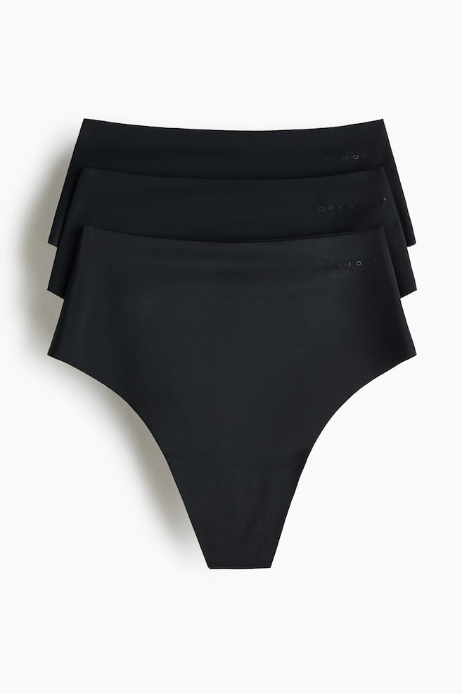 Pack de 3 bragas thong de talle alto con DryMove™ - Negro/Rosa empolvado - 1