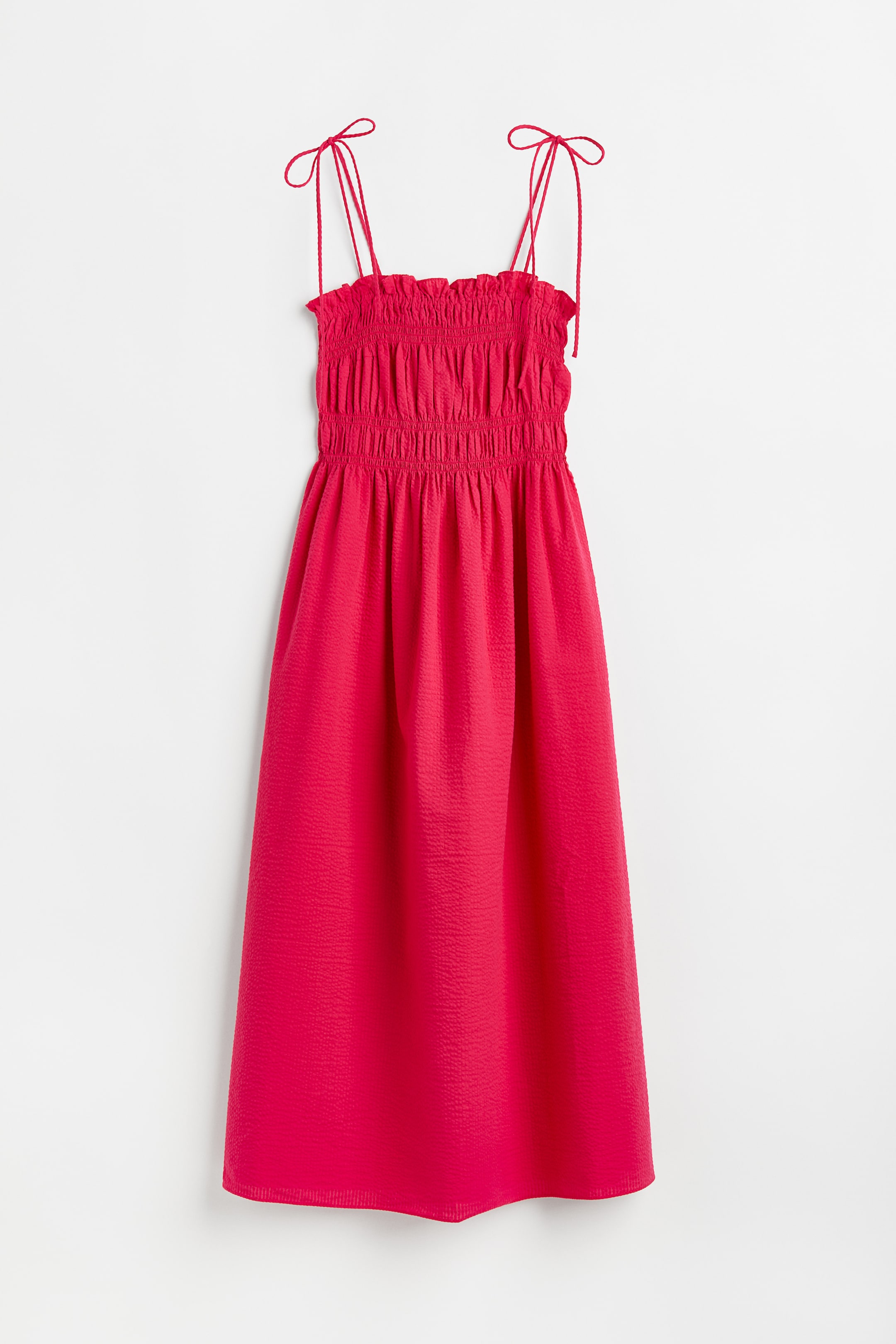 View larger image: Smocked seersucker dress - Cerise - Ladies | H&M MY 1