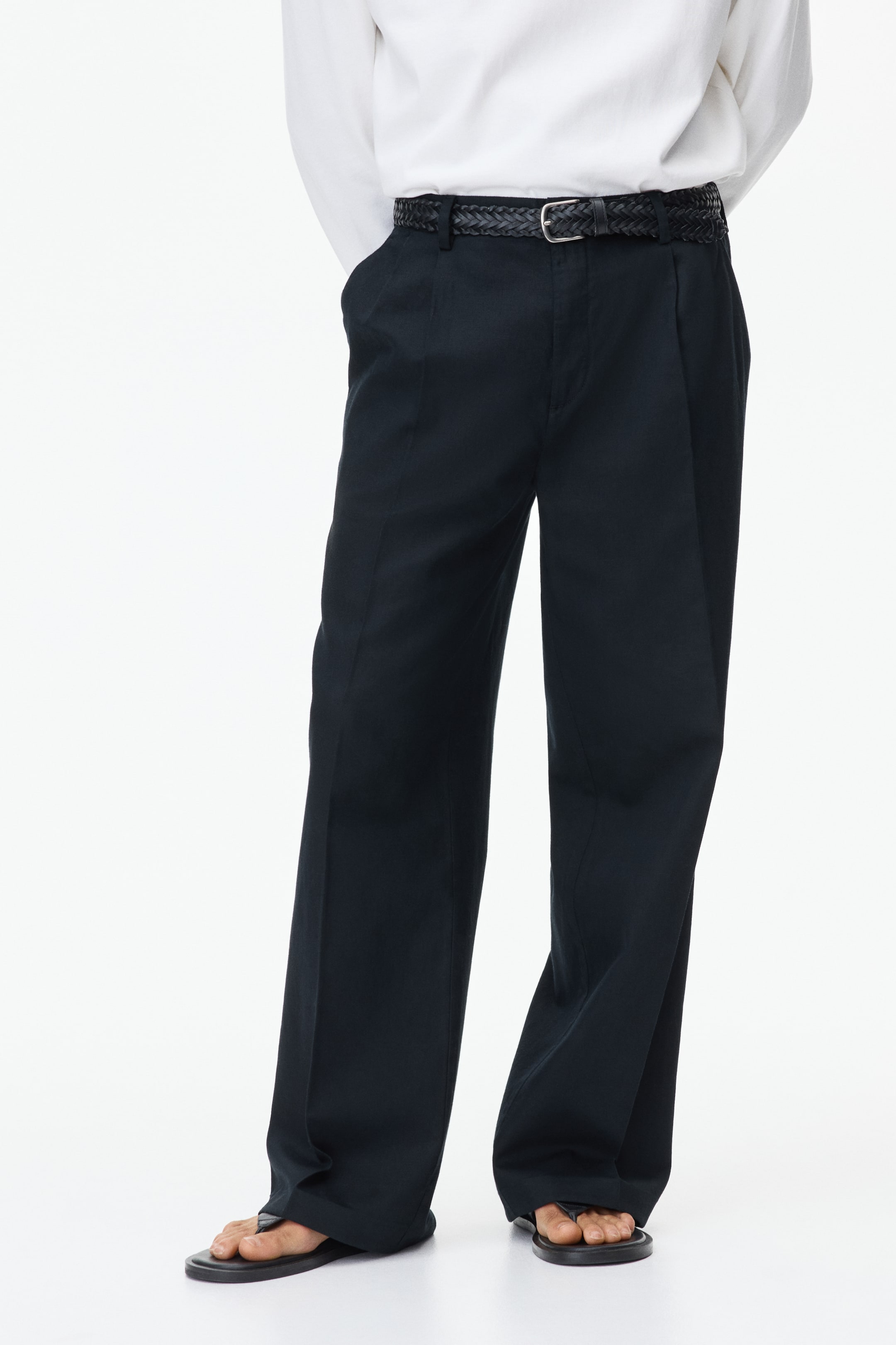 Loose-Fit Linen-Blend Pants