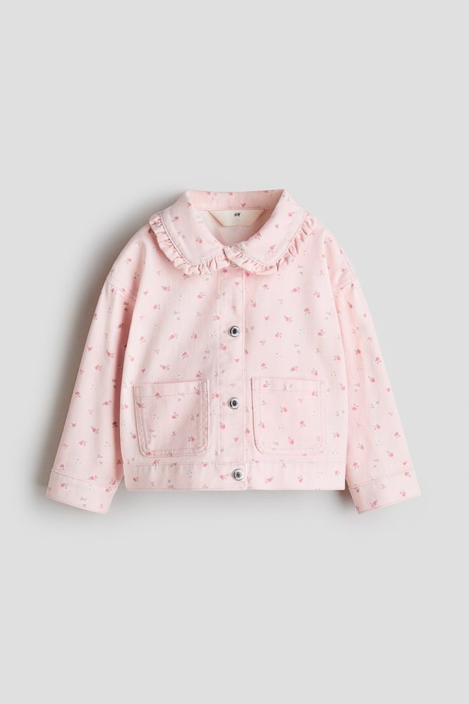 Ruffle-Trimmed Cotton Twill Jacket - Light pink/floral - 1