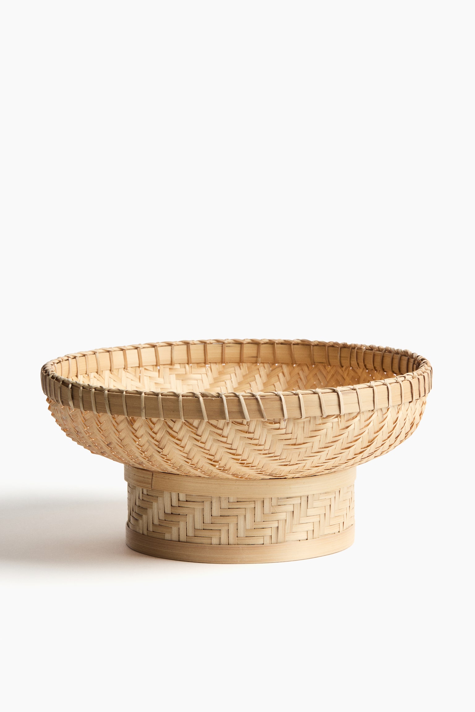 Plat de service sur pied en bambou - Beige