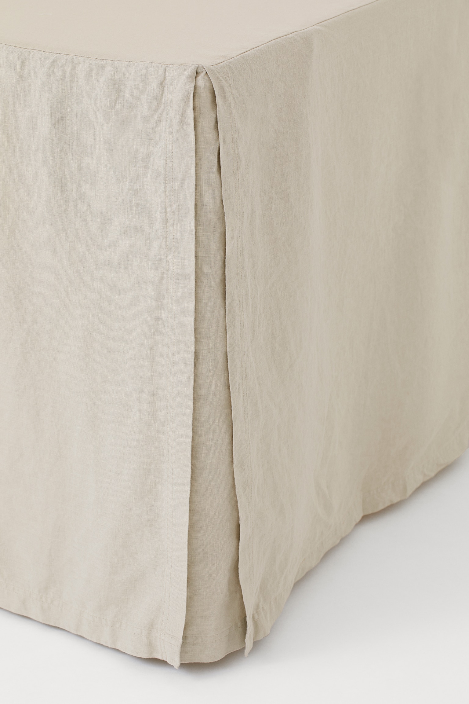 Washed linen double/king valance - Beige/White - 1