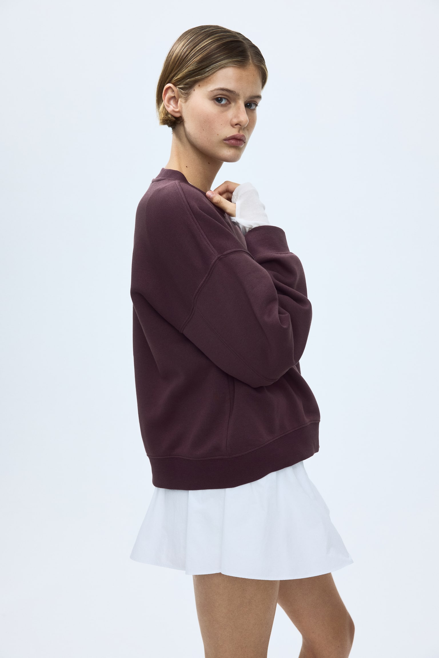 Женская толстовка H&M Sweatshirt with Printed Motif, цвет: Бордовый — фото 5