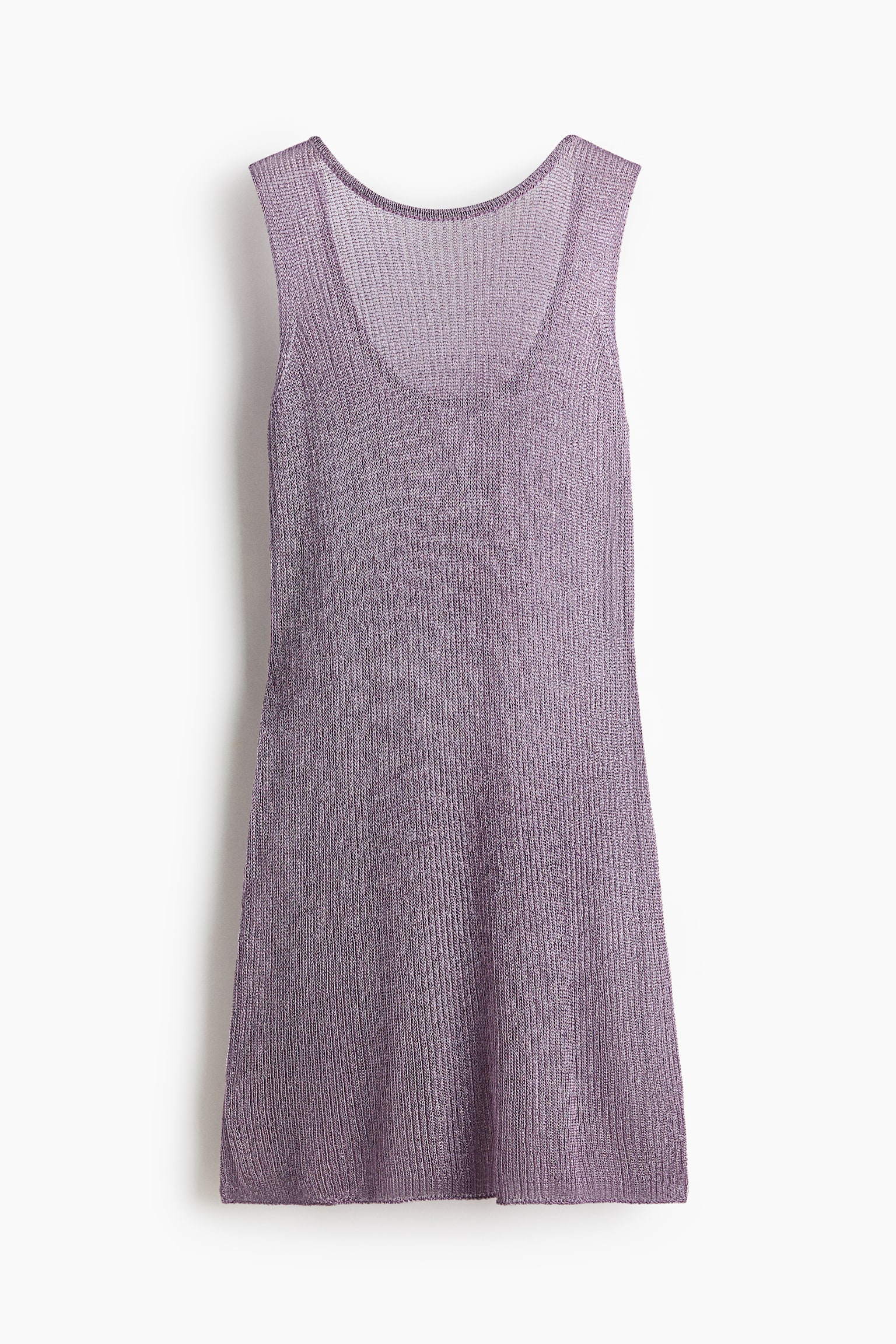 Shimmering rib-knit dress - Dusty purple/Light dusty grey - 1