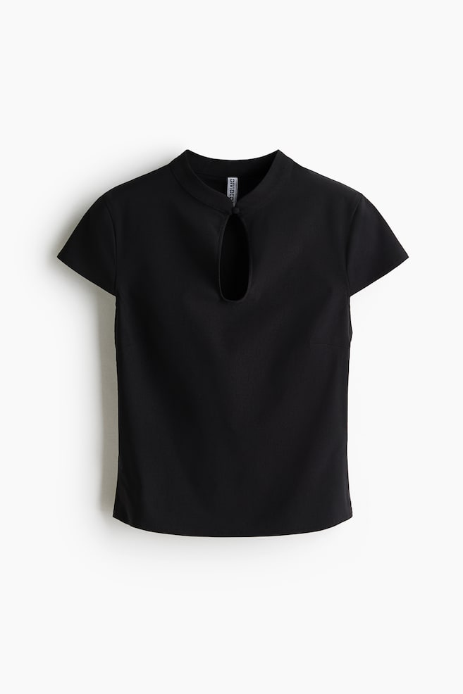 Viscose-Blend Top with Keyhole Detail - Black - 1