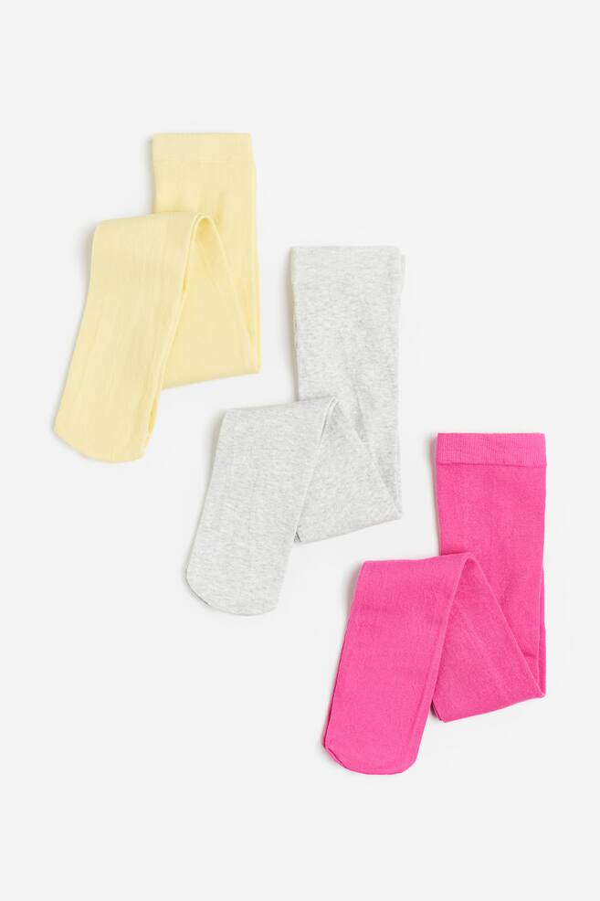 3-pack fine-knit tights - Light yellow/Cerise/Black/Grey marl/Navy blue/Pink/Light beige/Pink