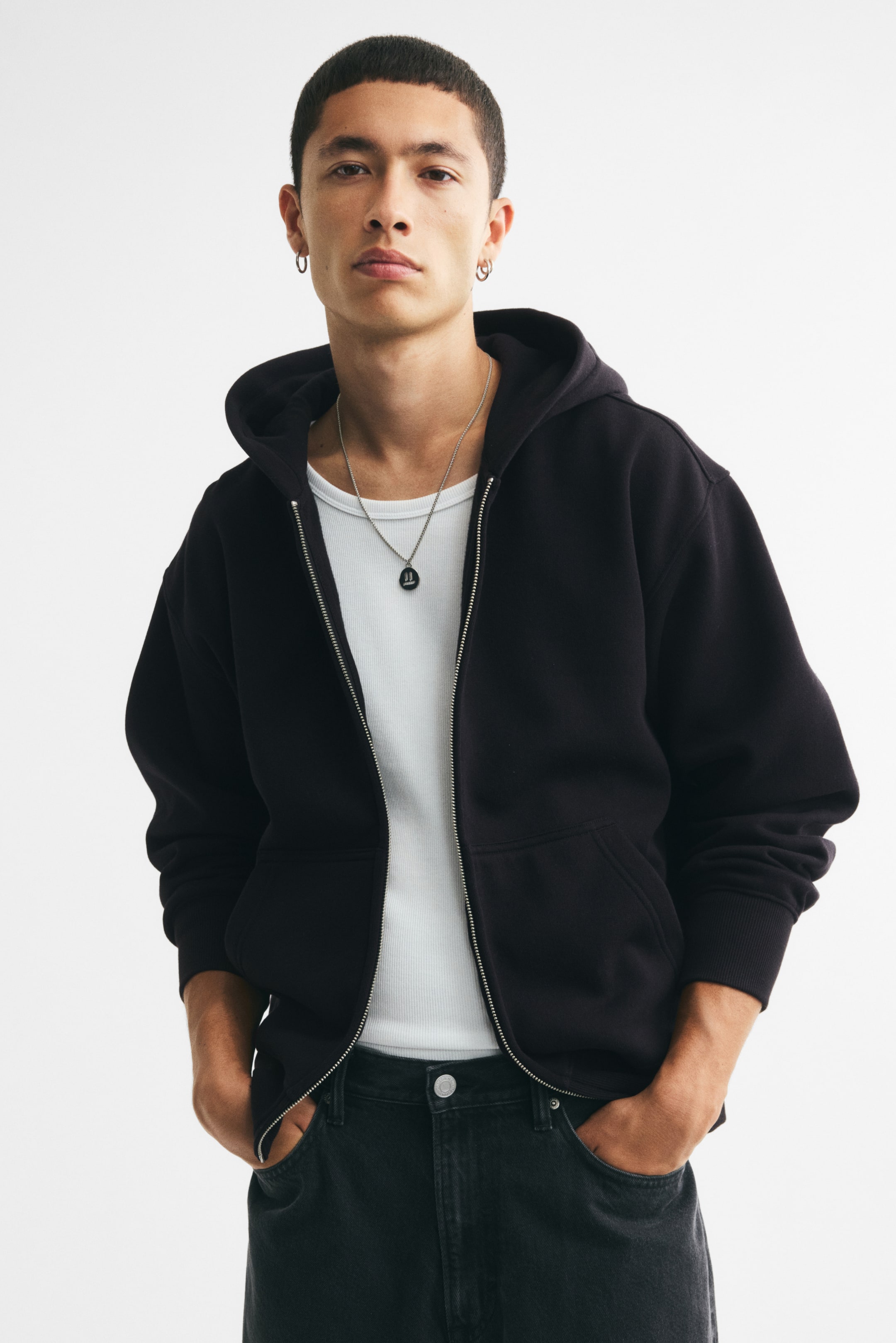 Ver imagen más grande: Chaqueta sudadera con capucha Relaxed Fit - Negro - HOMBRE | H&M ES 1