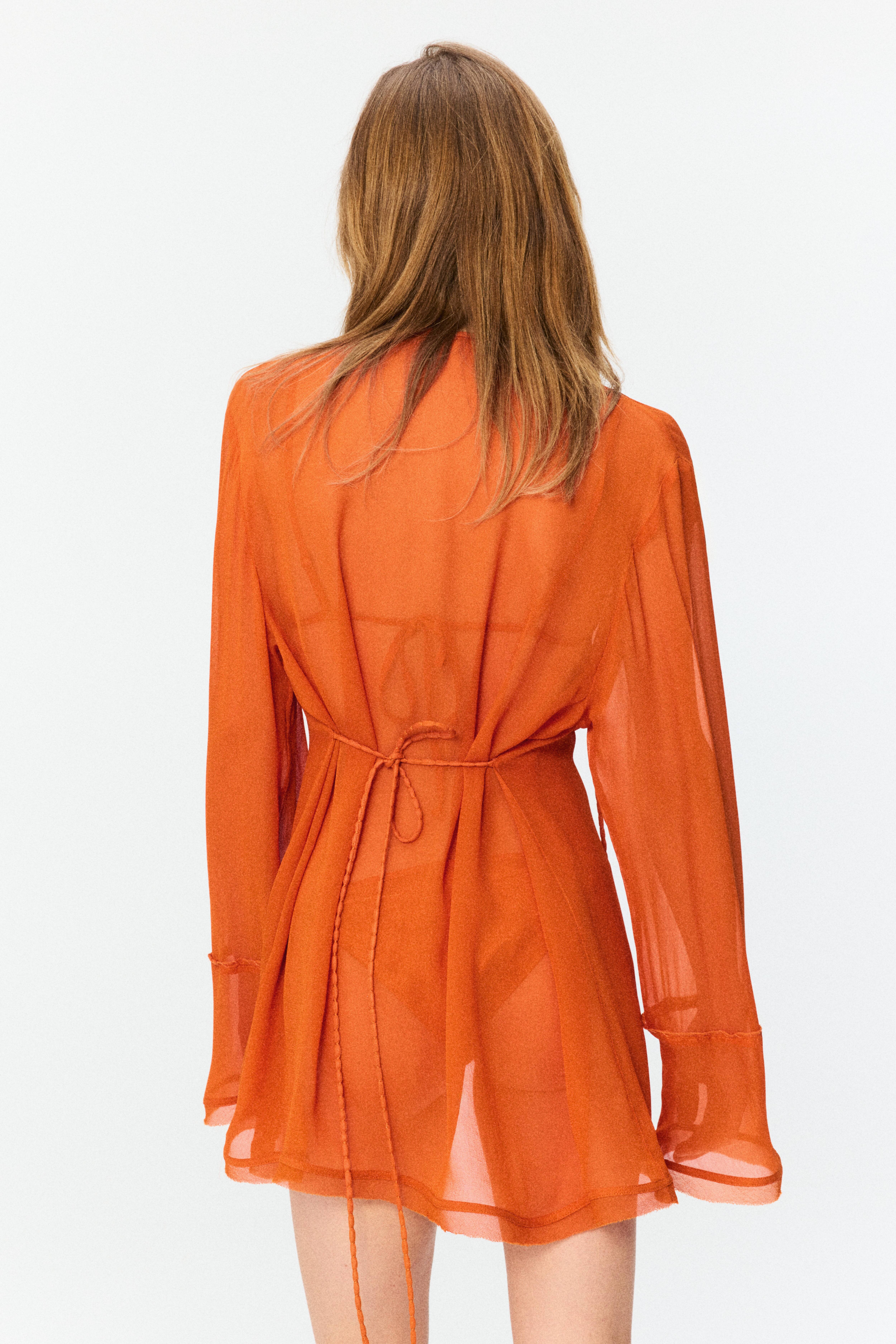 Sheer Tie-Front Blouse