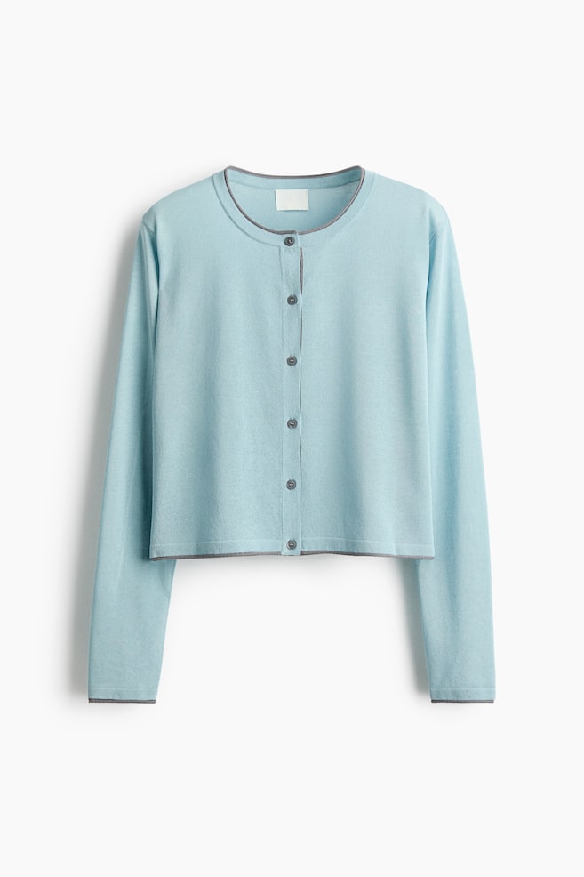 Fine-knit cardigan - Turquoise/Black - 1