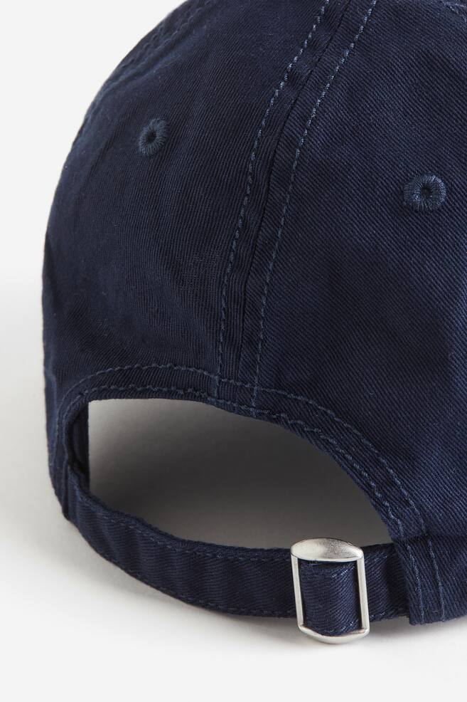 Embroidered cotton cap - Dark blue/Yale - 3