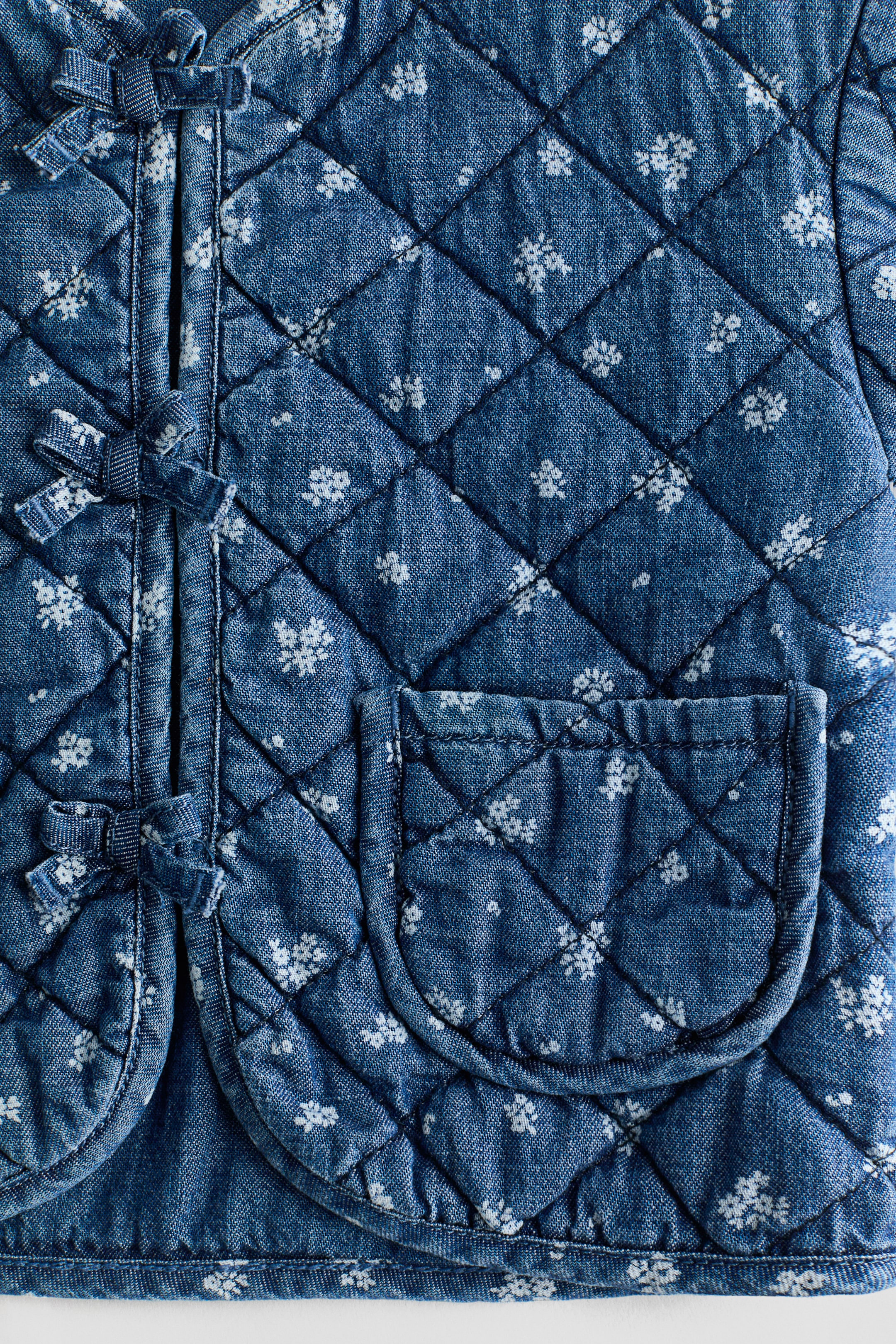 Powder Blue Embroidered Floral Patchwork Tie Vest main image 0