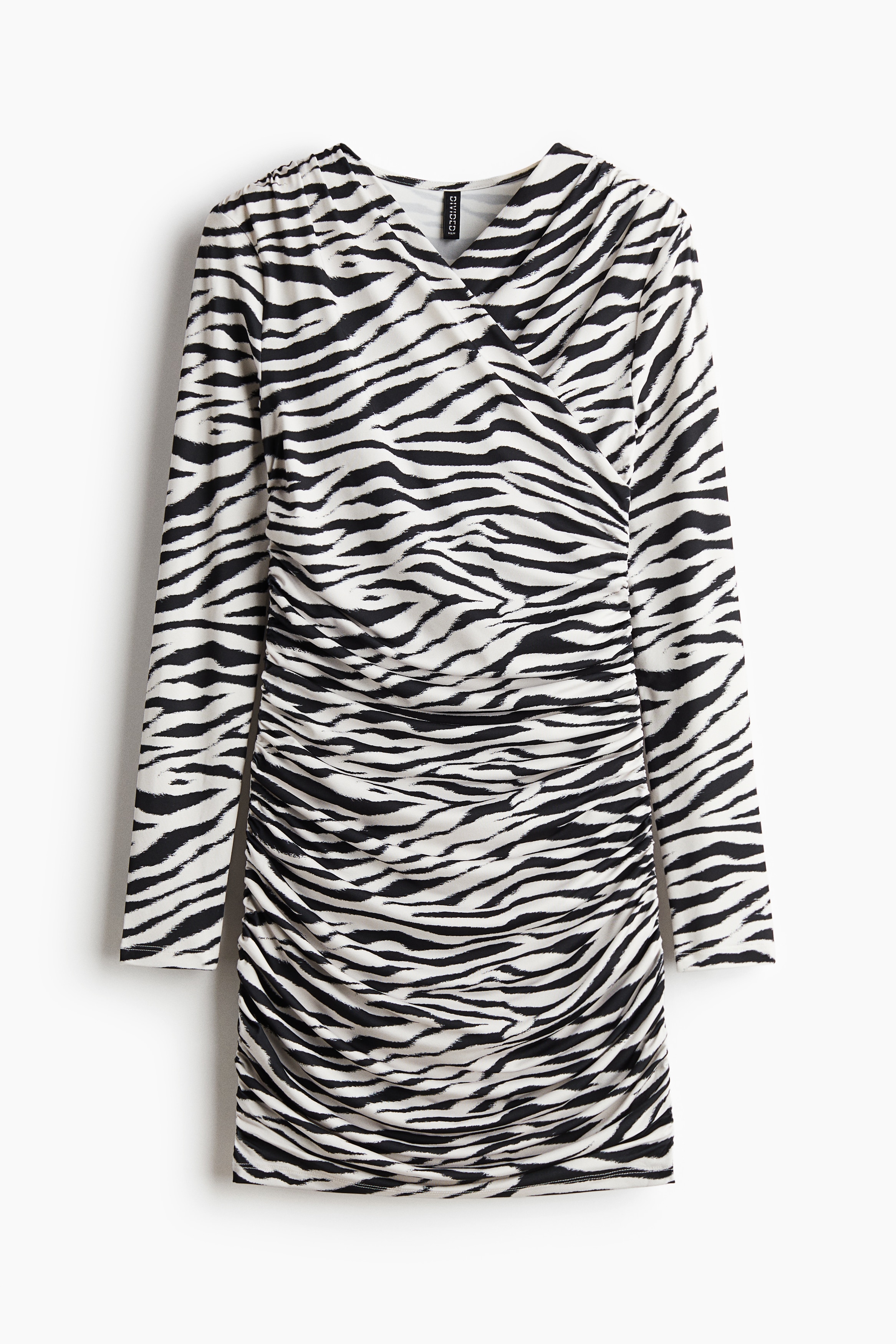 Gedrapeerde tricot jurk - Wit/zebradessin/Zwart/Rood/Bruin