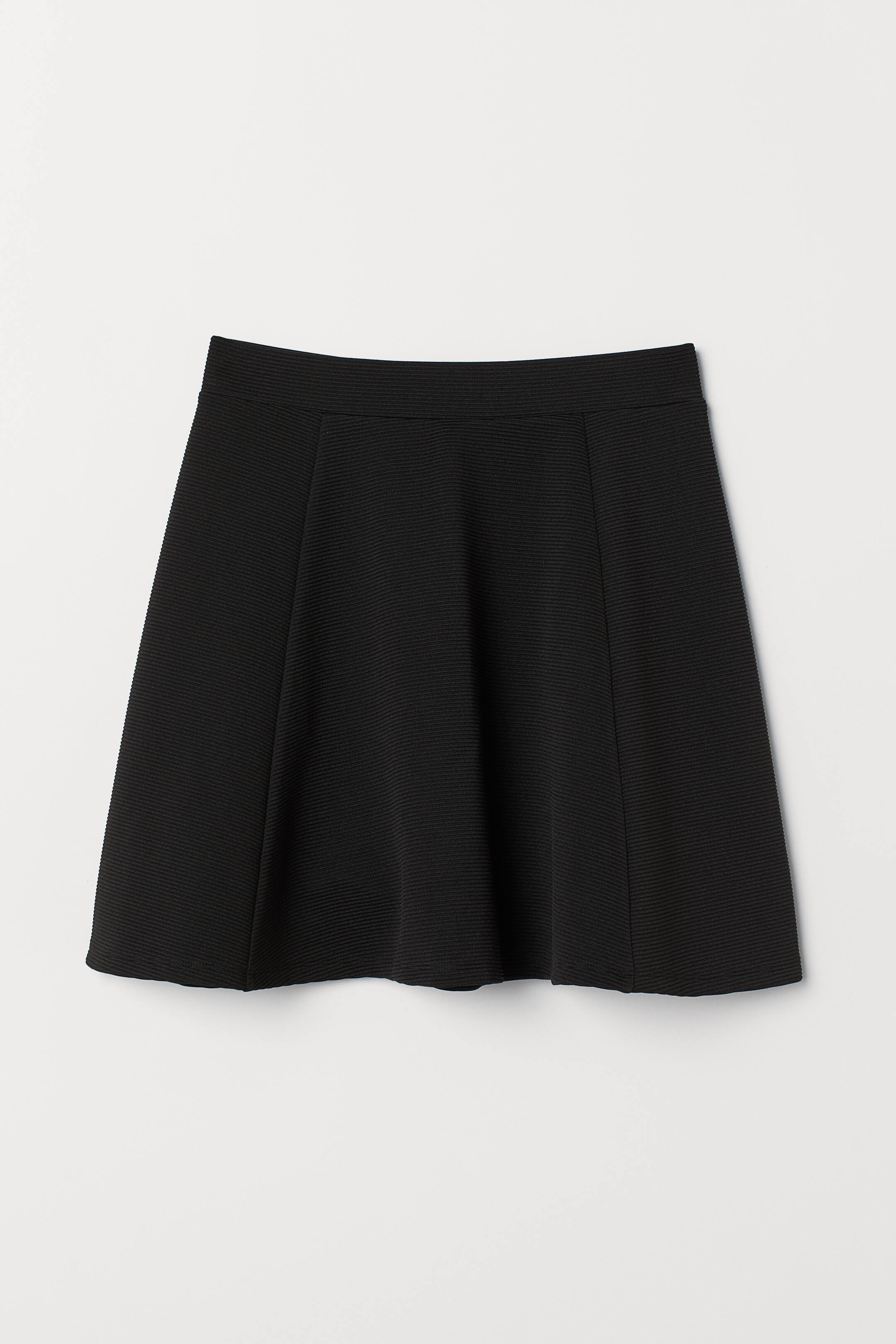 Skater skirt - Regular waist - Short - Black/Ribbed - Ladies | H&M GB