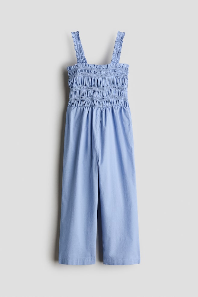 Smocked cotton jumpsuit - Light blue/Cream/Red floral - 1