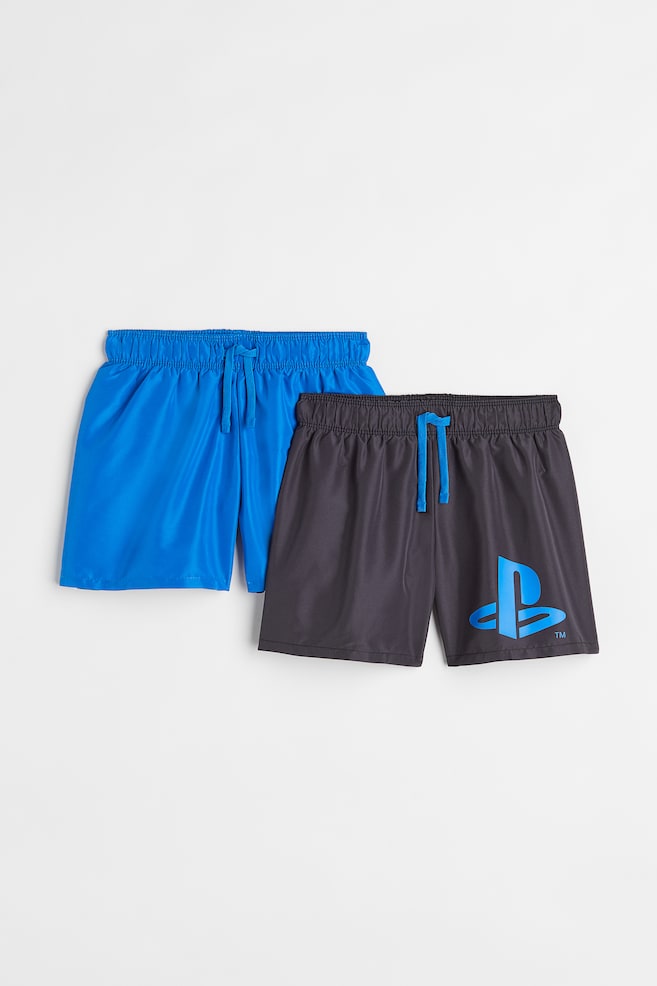2-pack badeshorts med trykk - Klarblå/PlayStation - 1
