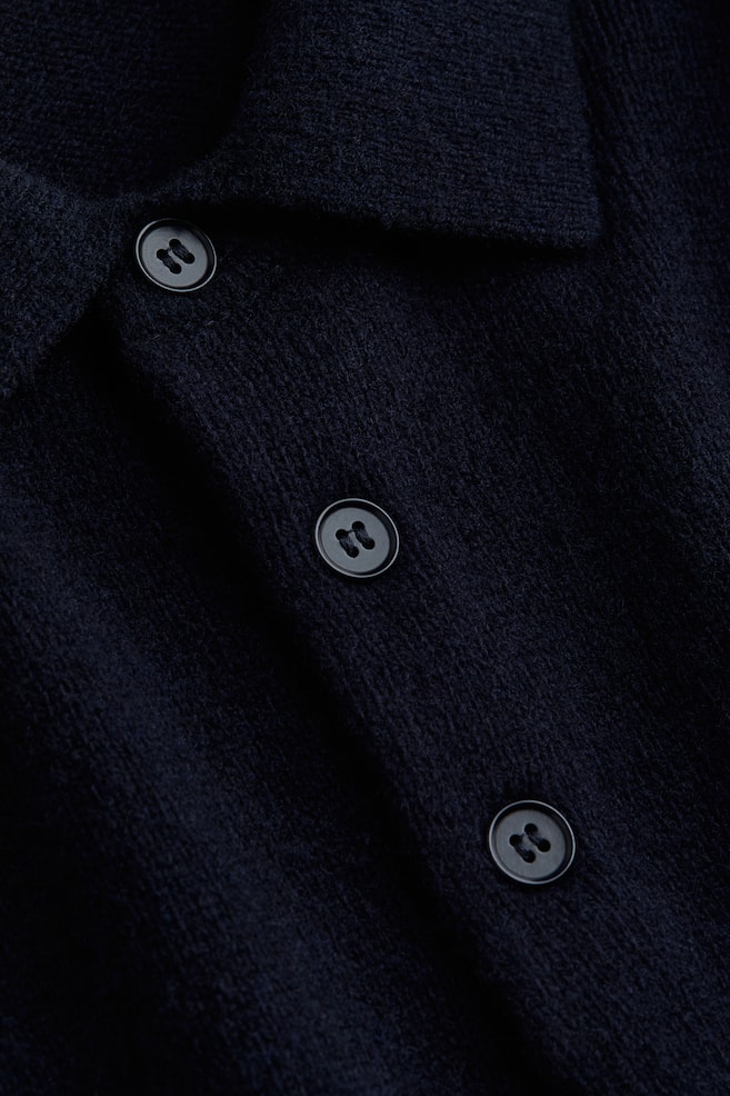 Regular Fit Wool polo jumper - Dark blue/Dark beige - 6