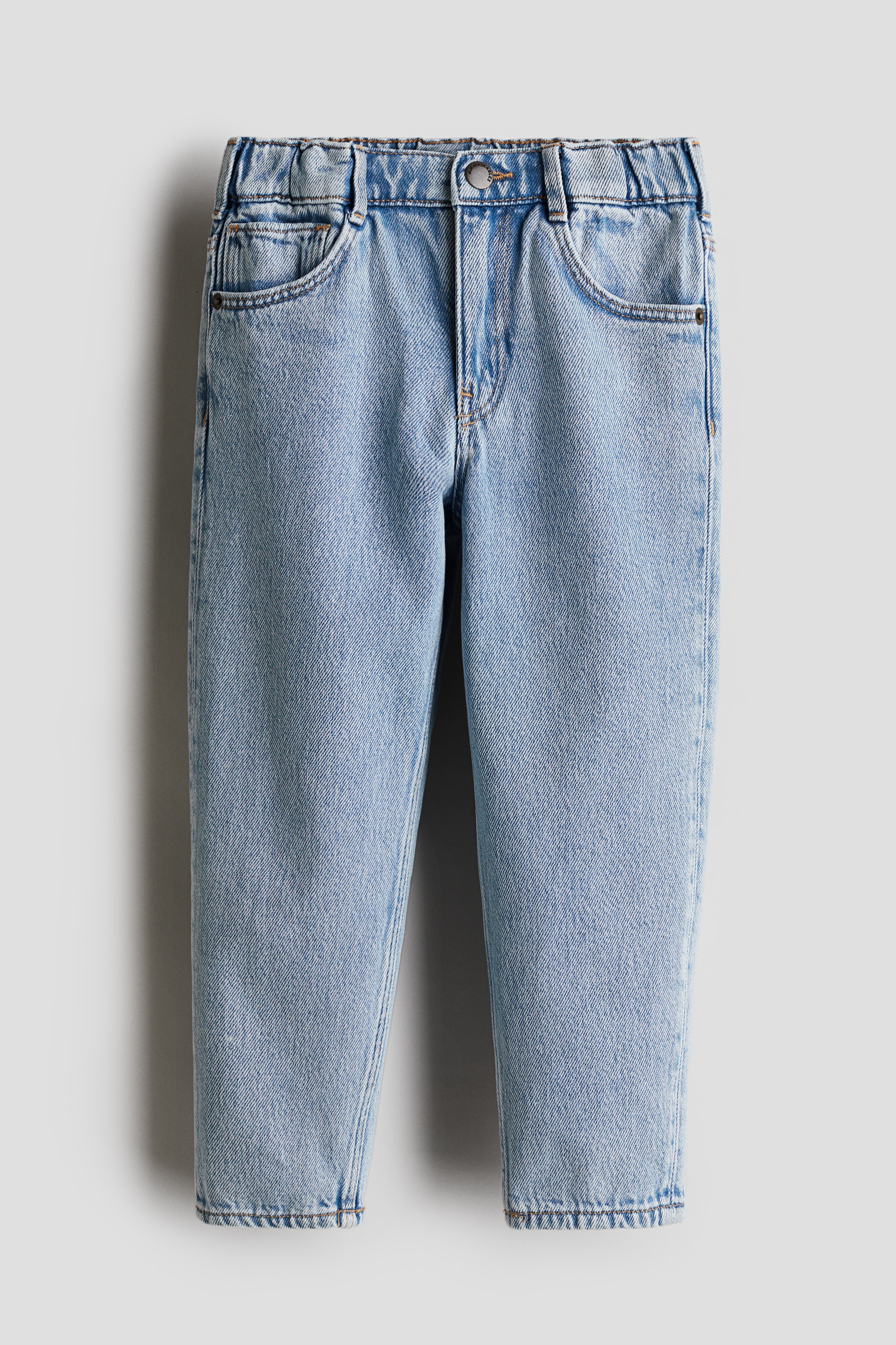Tapered cotton-blend jeans - Light denim blue/Denim blue/Dark grey