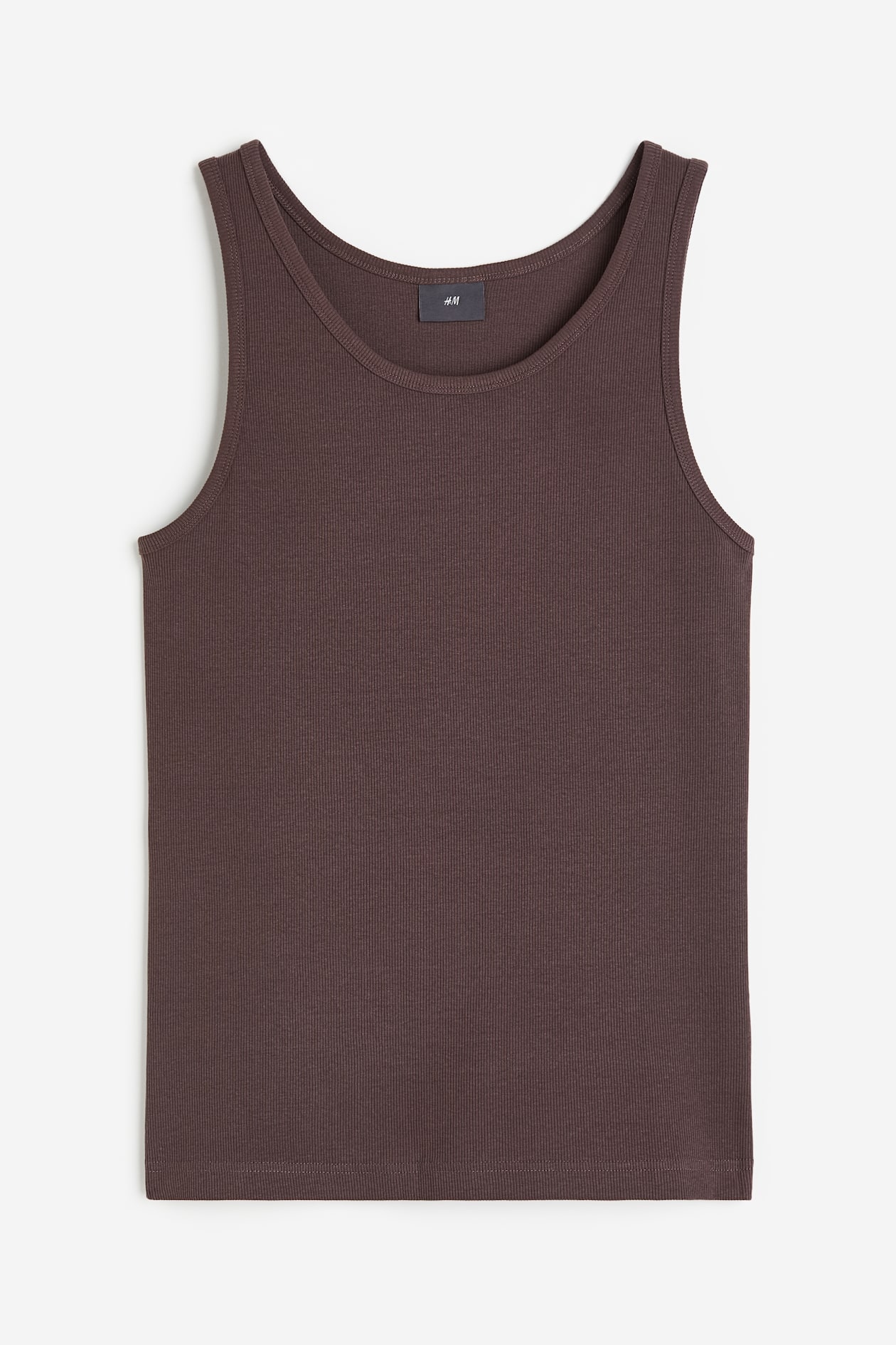 Slim Fit Ribbed Tank Top - Dark brown - Men | H&M US