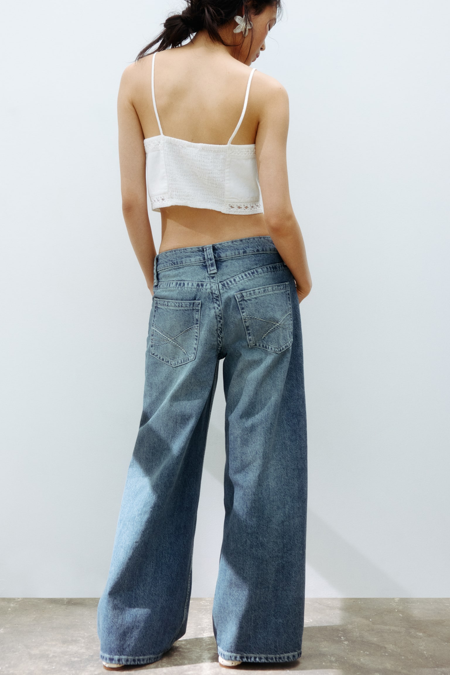 Baggy Wide Low Waist Jeans - Denimblå/Lys denimblå/Grå - 3