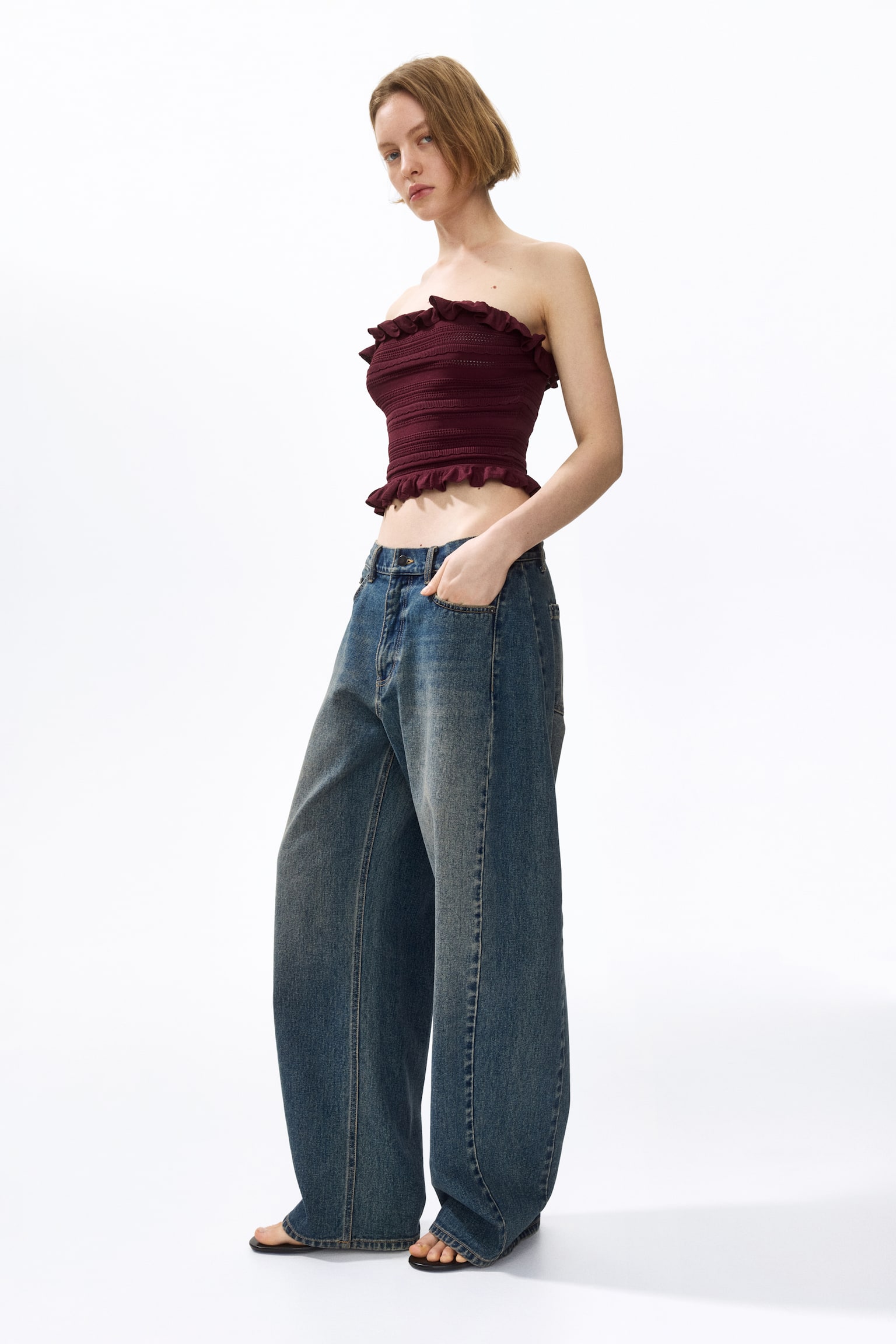 Pointelle-knit bandeau top - 6
