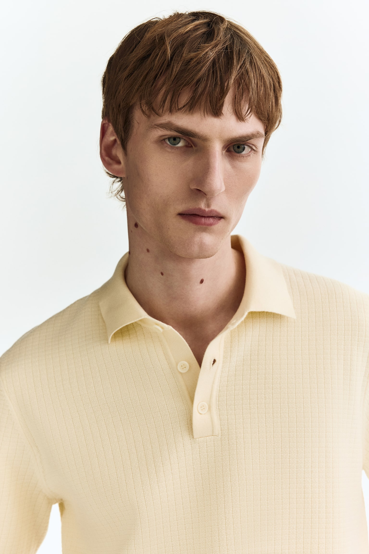 Regular Fit Textured-knit polo shirt - Light yellow/White/Navy blue/Grey/Navy blue - 4