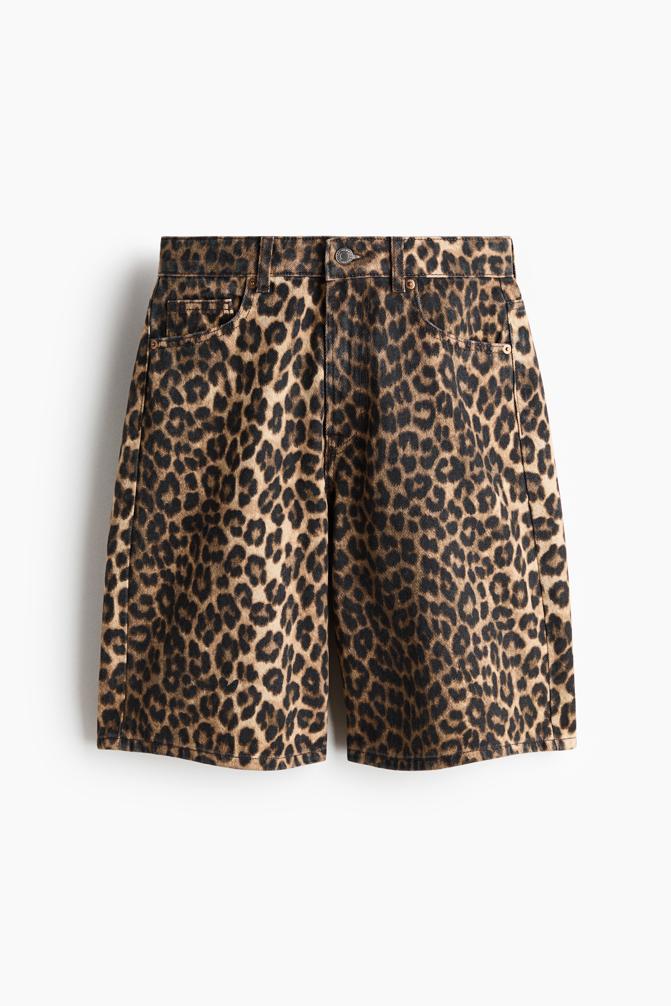 Bermudas em ganga - Bege/Padrão leopardo/Creme/Cinzento escuro/Azul denim/Castanho escuro/Azul denim claro/Azul denim
