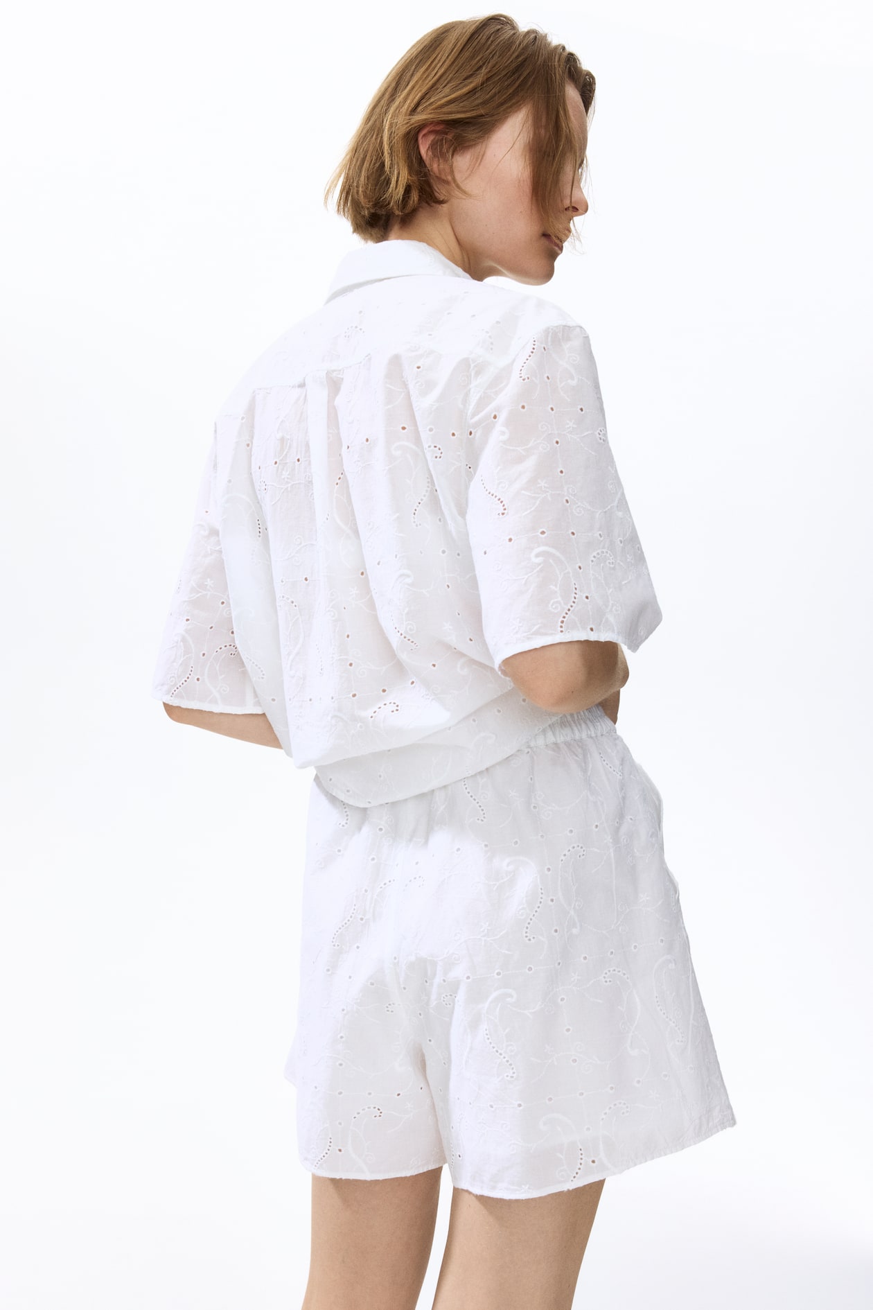Eyelet-Embroidered Cotton Shorts - image 2