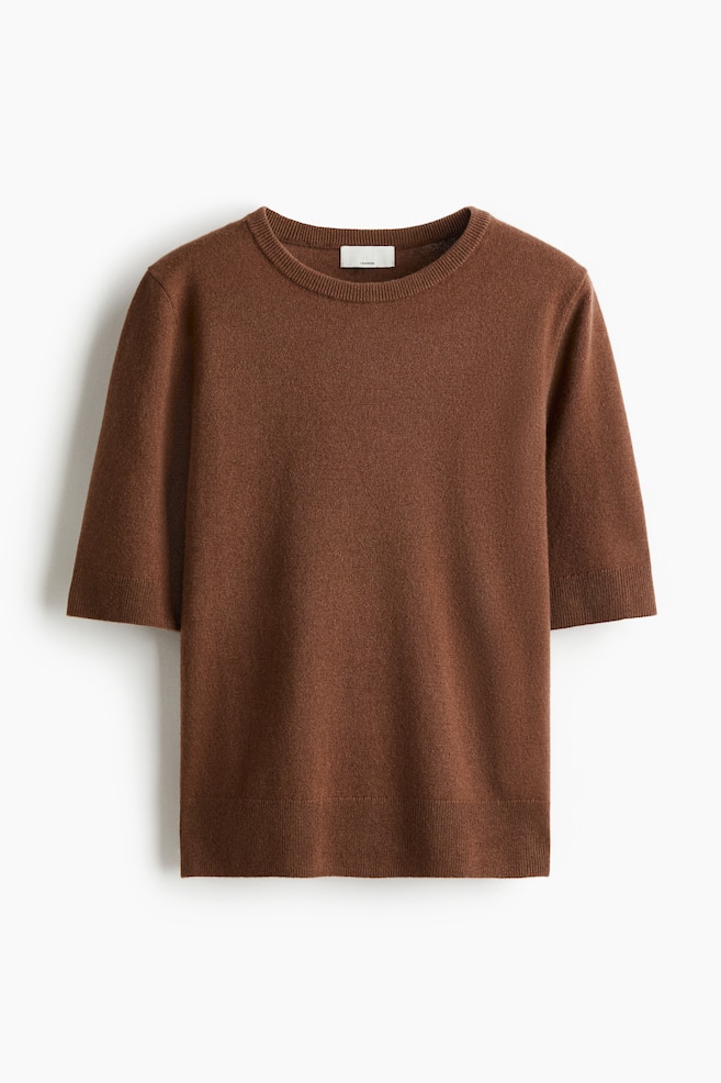 Fine-knit cashmere top - Brown/Bright red - 1