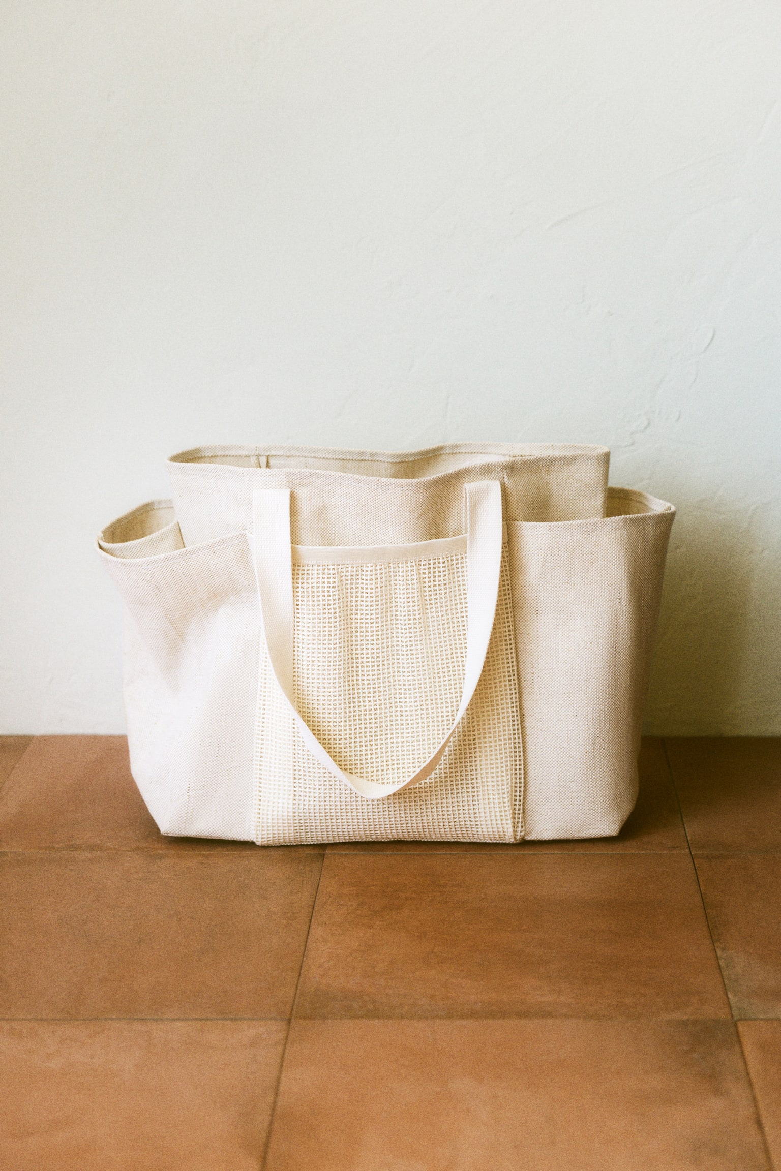 Large jute-blend shopper - Light beige/Beige - 2