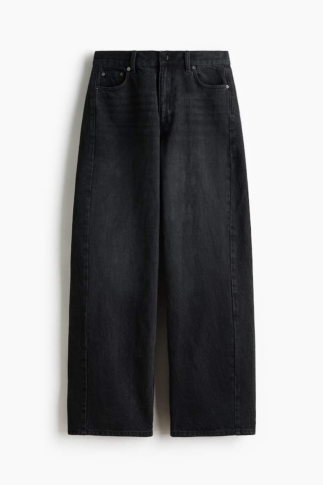 Barrel-leg jeans - Washed black/White - 1