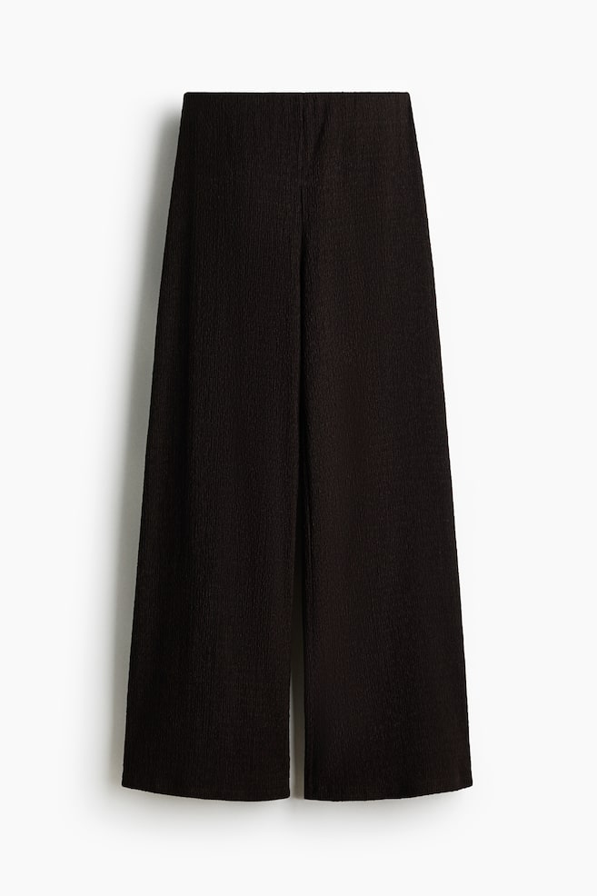 Crinkled pull-on trousers - Dark brown - 1