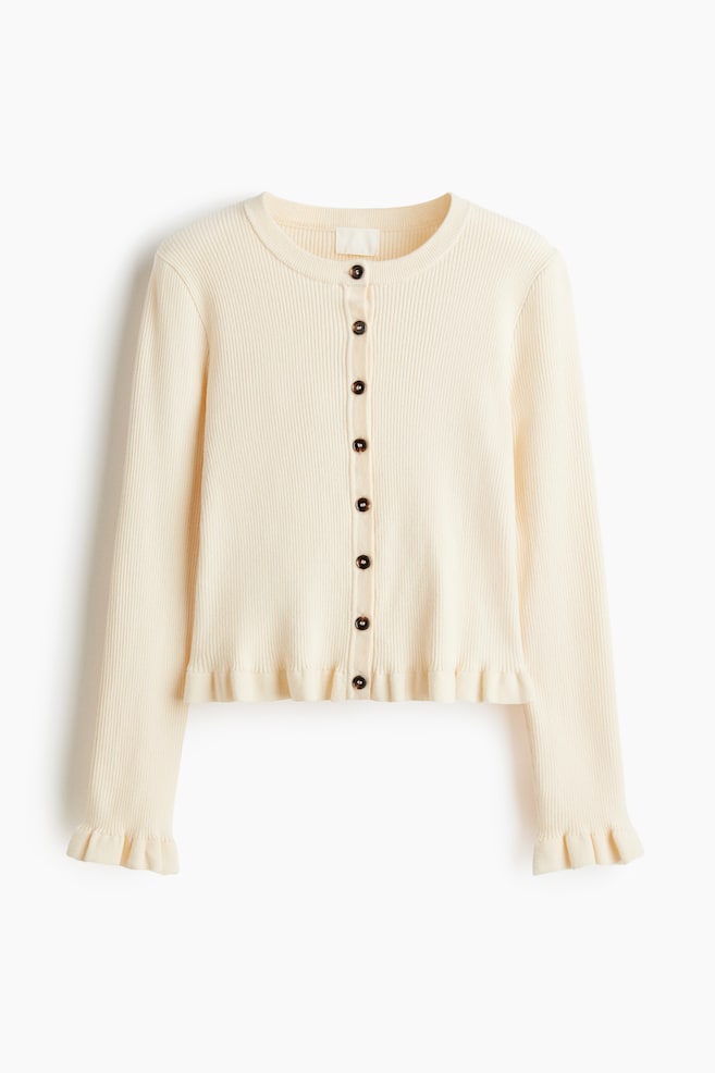 Rib-Knit Cardigan - Cream - 1